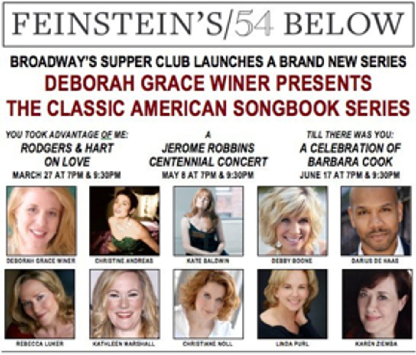 Luker, Baldwin, Ziemba & More Join CLASSIC AMERICAN SONGBOOK SERIES at Feinstein's/54 Below  Image
