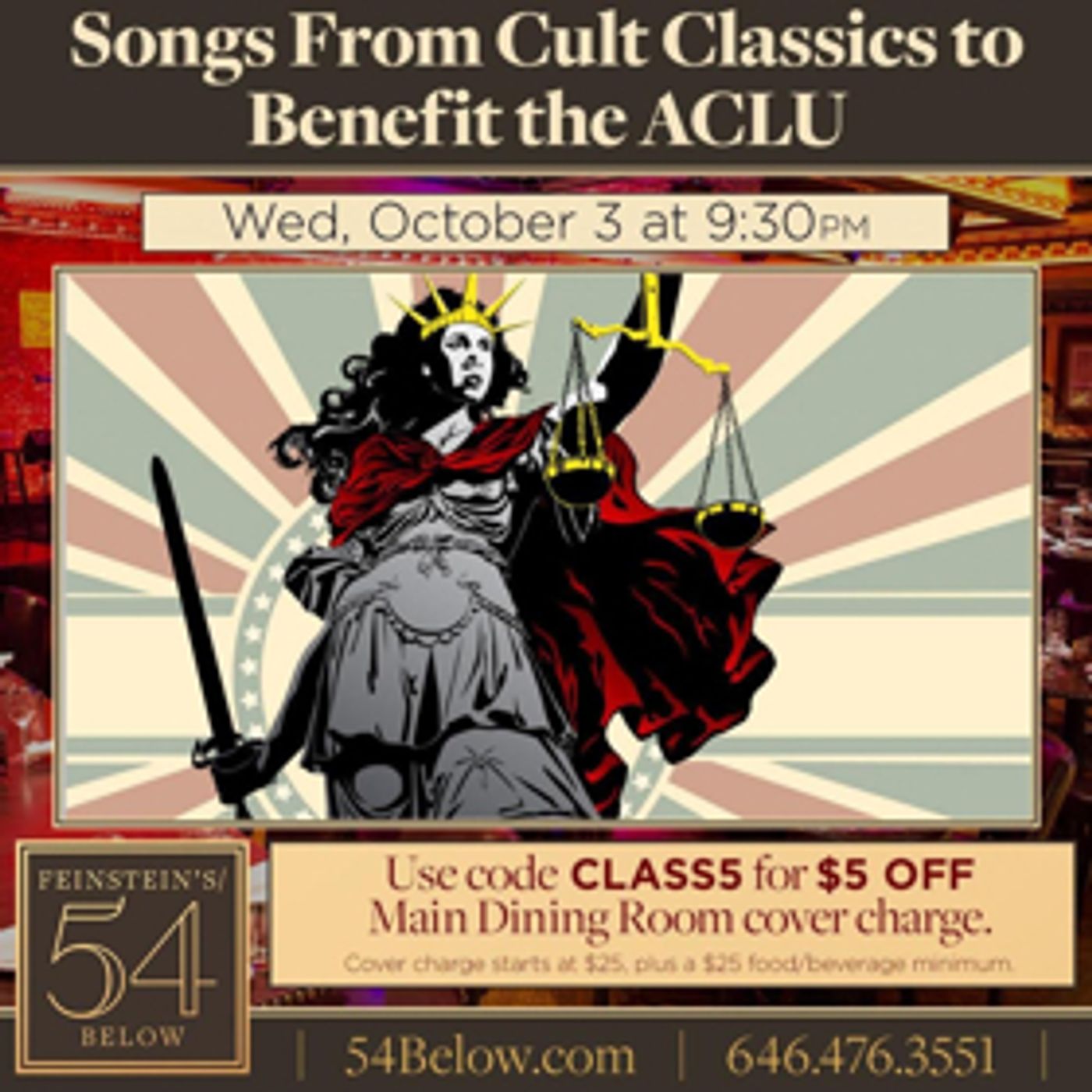 Feinstein's/54 Below Presents Songs From Cult Classics, A Benefit for the ACLU  Image