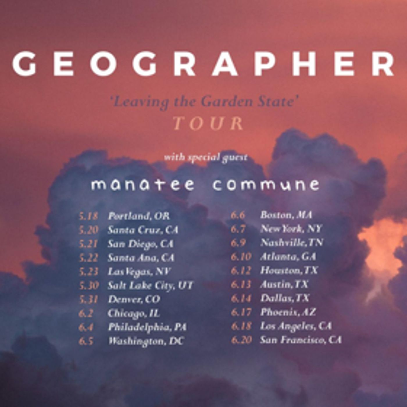 Geographer Announces Spring Tour Dates with Special Guests Manatee Commune  Image