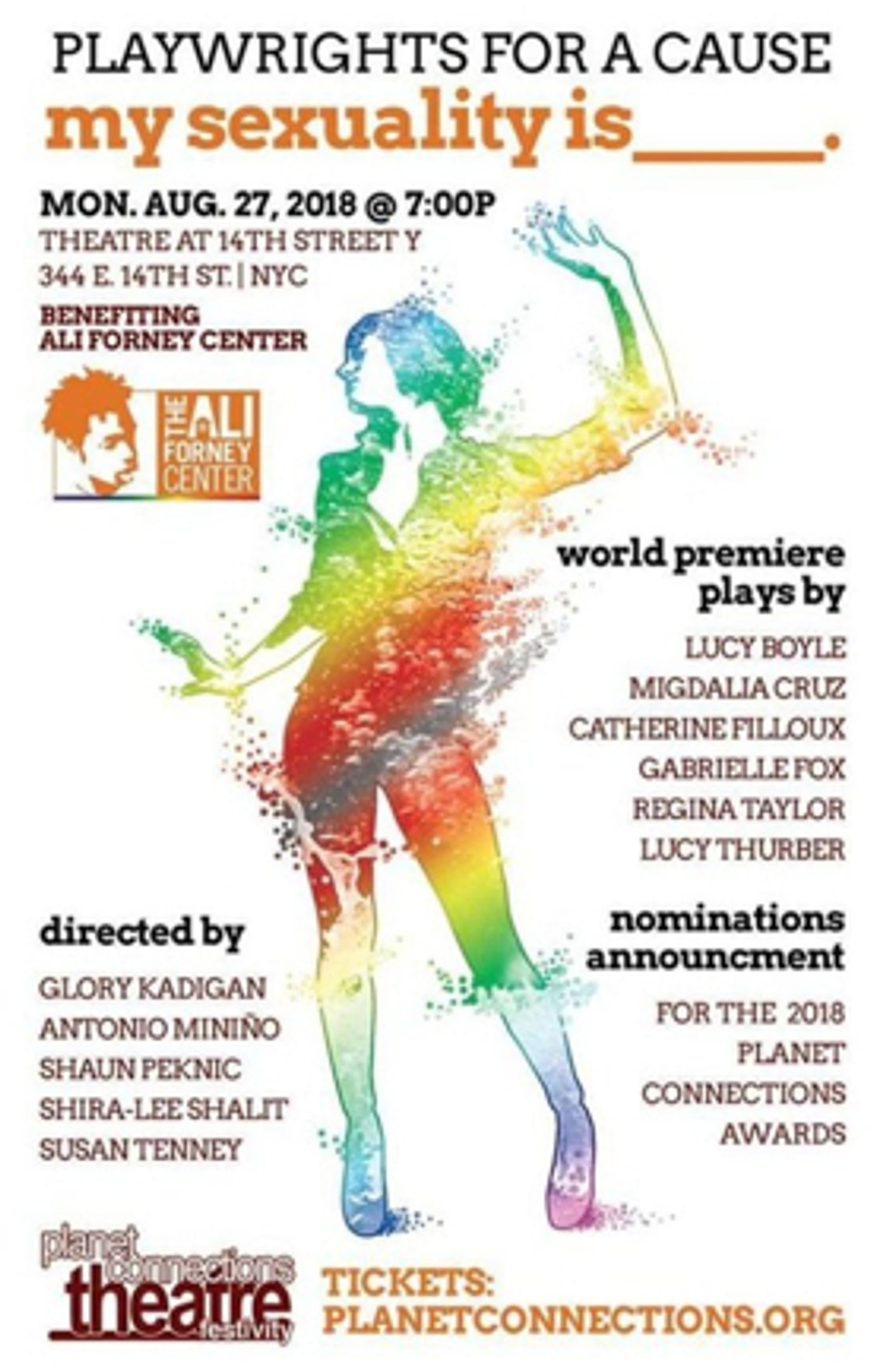 Casting Announced For Playwrights For A Cause Benefit For The Ali Forney Center: MY SEXUALITY IS _______  Image