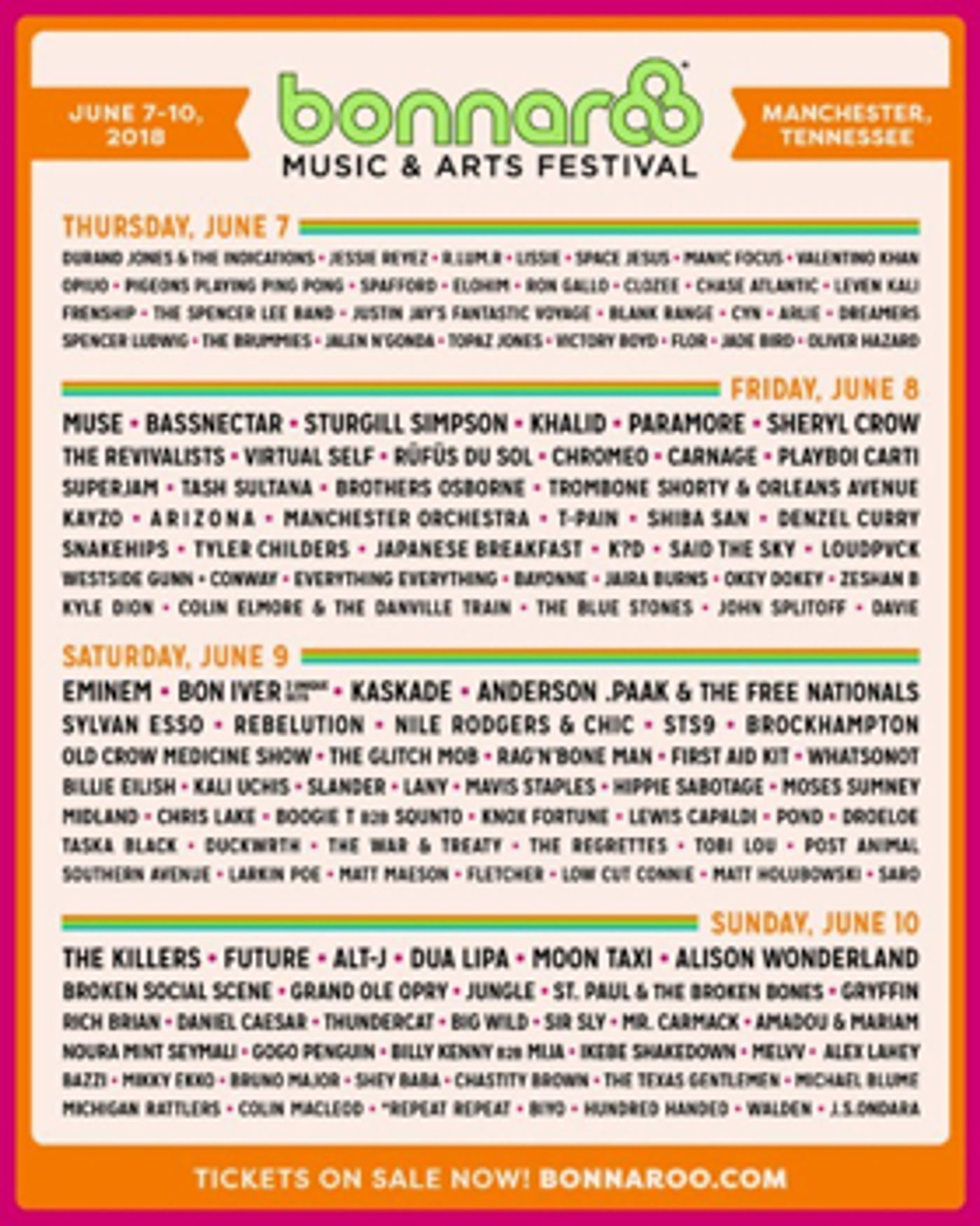 Bonnaroo Announces 2018 Daily Lineup  Image
