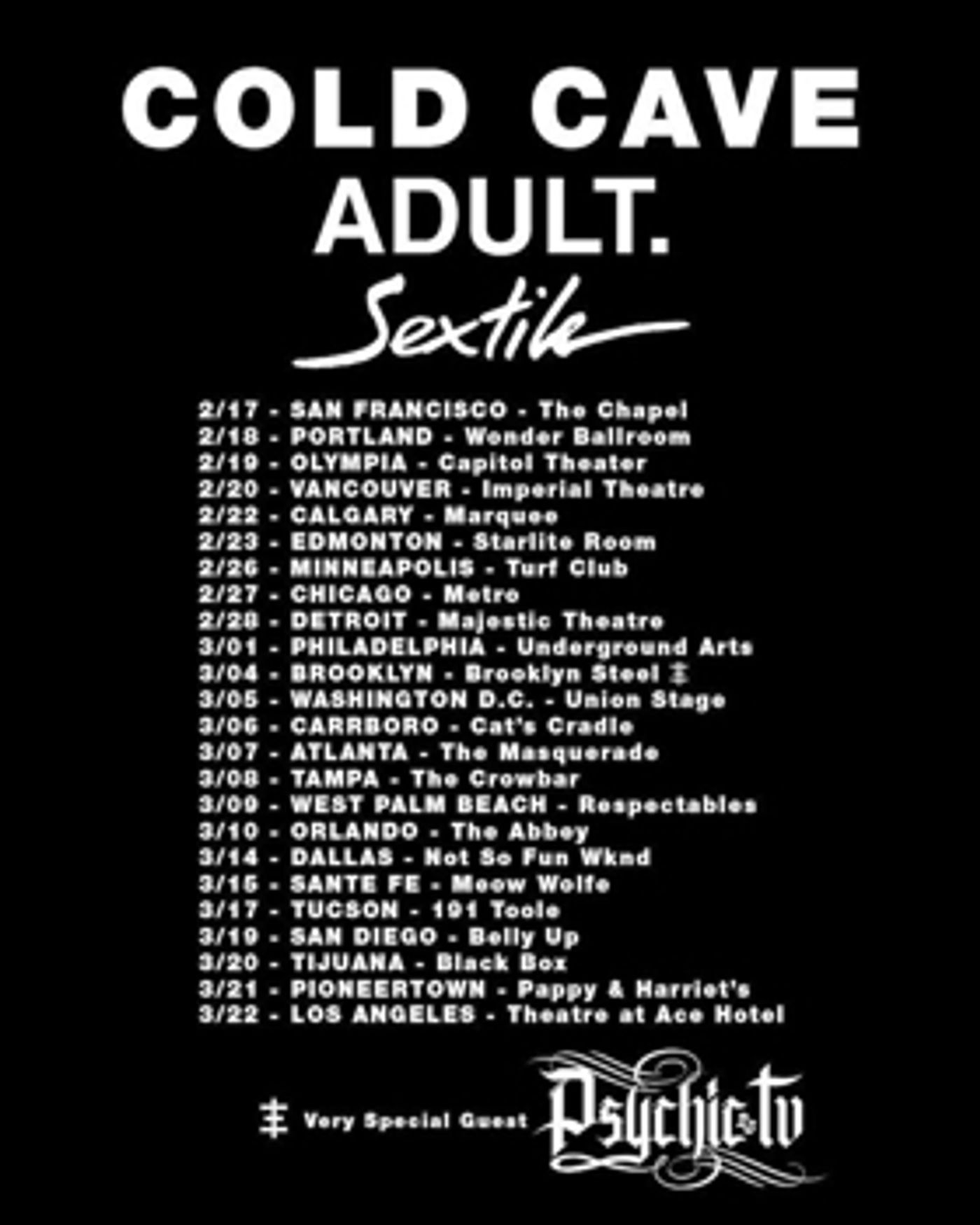 COLD CAVE Announces Tour with Adult. and Sextile COLD CAVE Announces Tour with Adult. and Sextile Image