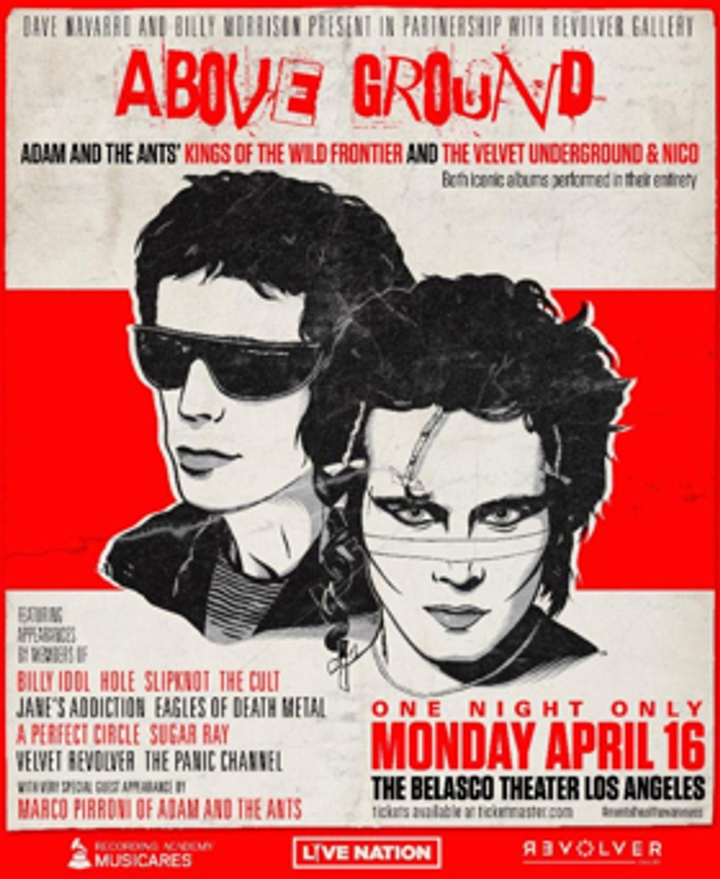 ABOVE GROUND Presented by Dave Navarro & Billy Morrison Reveals Additional Special Guests for April 16 L.A. Event  Image