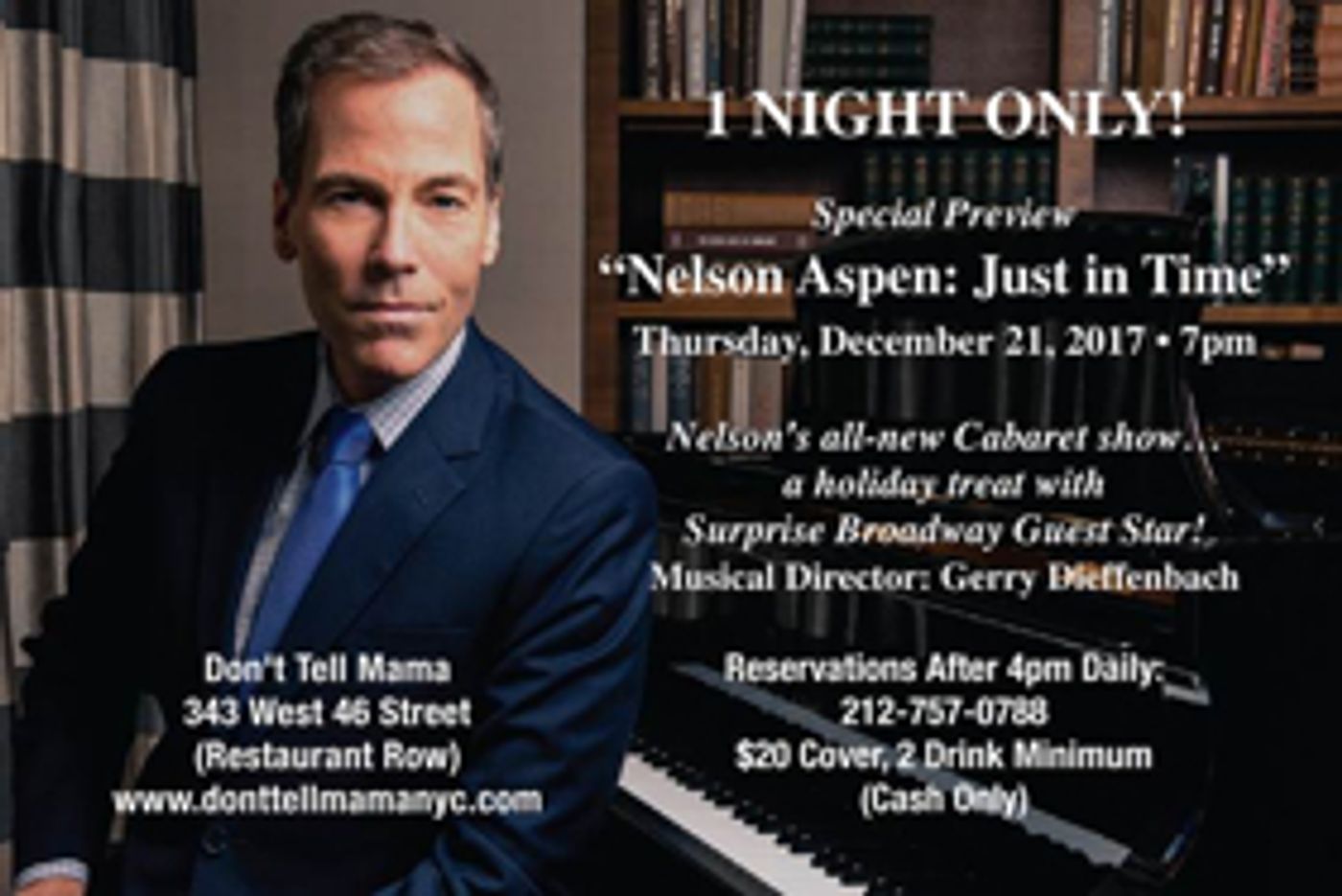 Veteran Entertainer Nelson Aspen to Preview New Cabaret Show JUST IN TIME  Image