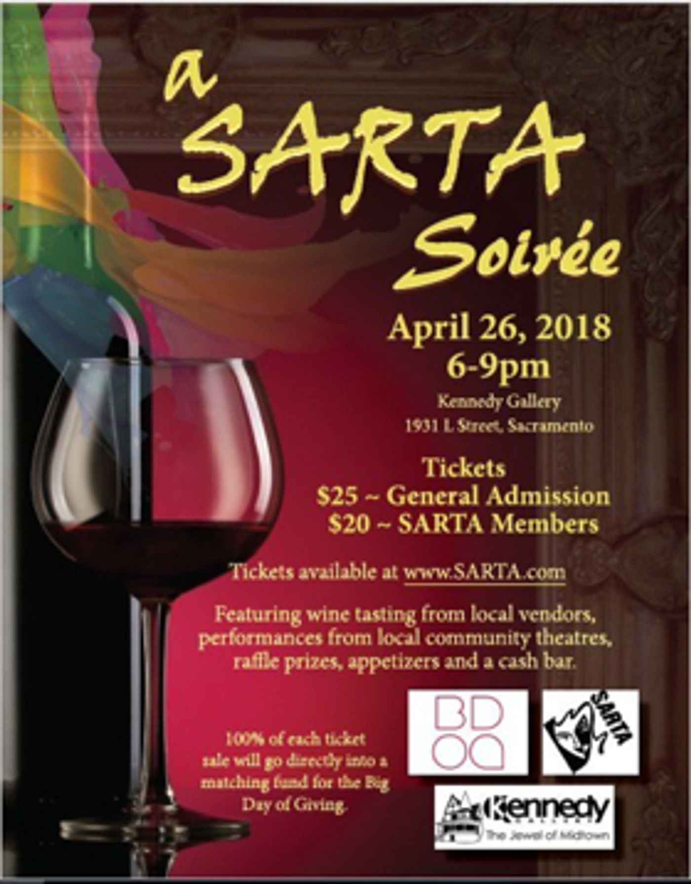 A SARTA Soiree at the Kennedy Gallery Pairs Wine Tasting with Art Appreciation and Live Entertainment  Image