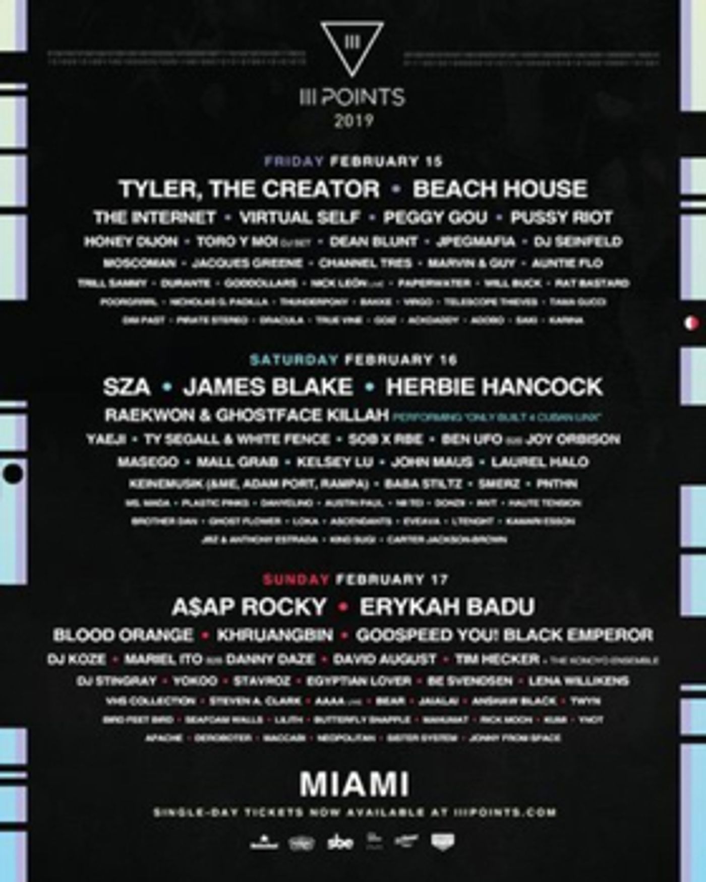 III Points Reveals Daily Lineup with SZA, Tyler, the Creator, Erykah Badu, Herbie Hancock, James Blake, Beach House, A$AP Rocky & More III Points Reveals Daily Lineup with SZA, Tyler, the Creator, Erykah Badu, Herbie Hancock, James Blake, Beach House, A$AP Rocky & More Image