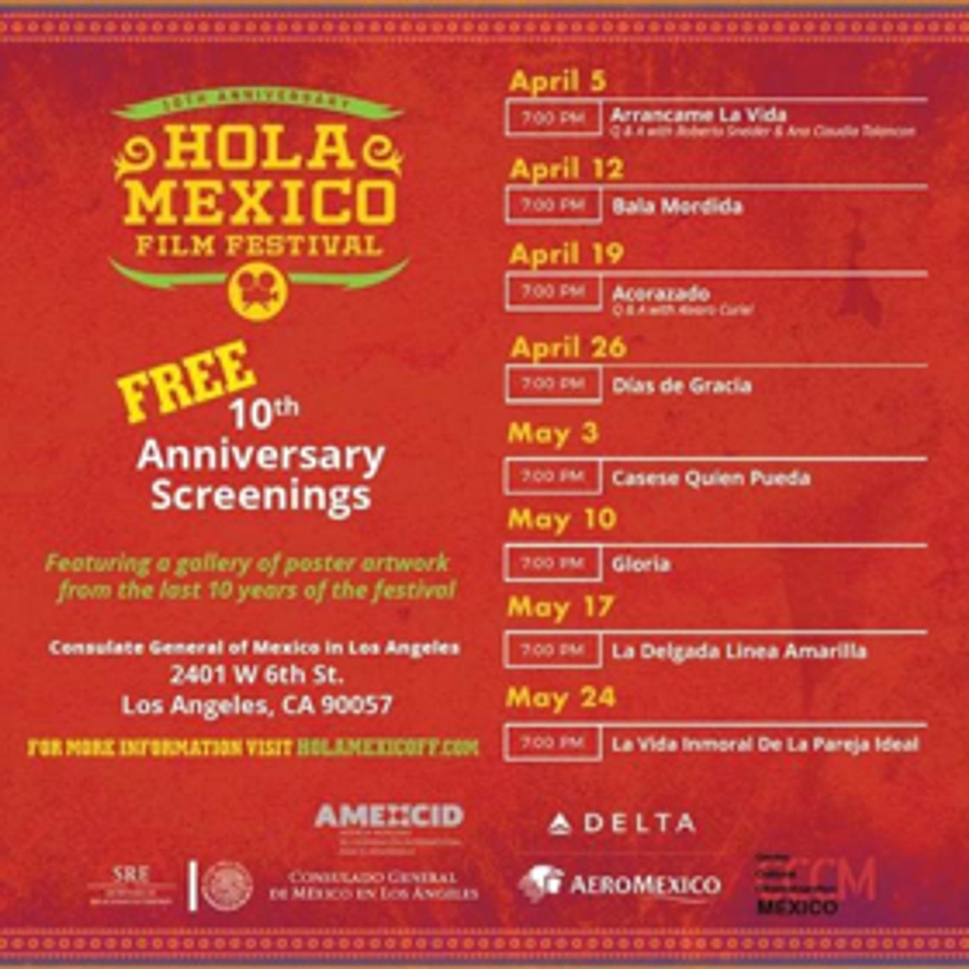 HOLA Mexico Film Festival Celebrates 10th Anniversary with Free Film Screenings at Mexican Consulate Theater in LA HOLA Mexico Film Festival Celebrates 10th Anniversary with Free Film Screenings at Mexican Consulate Theater in LA Image