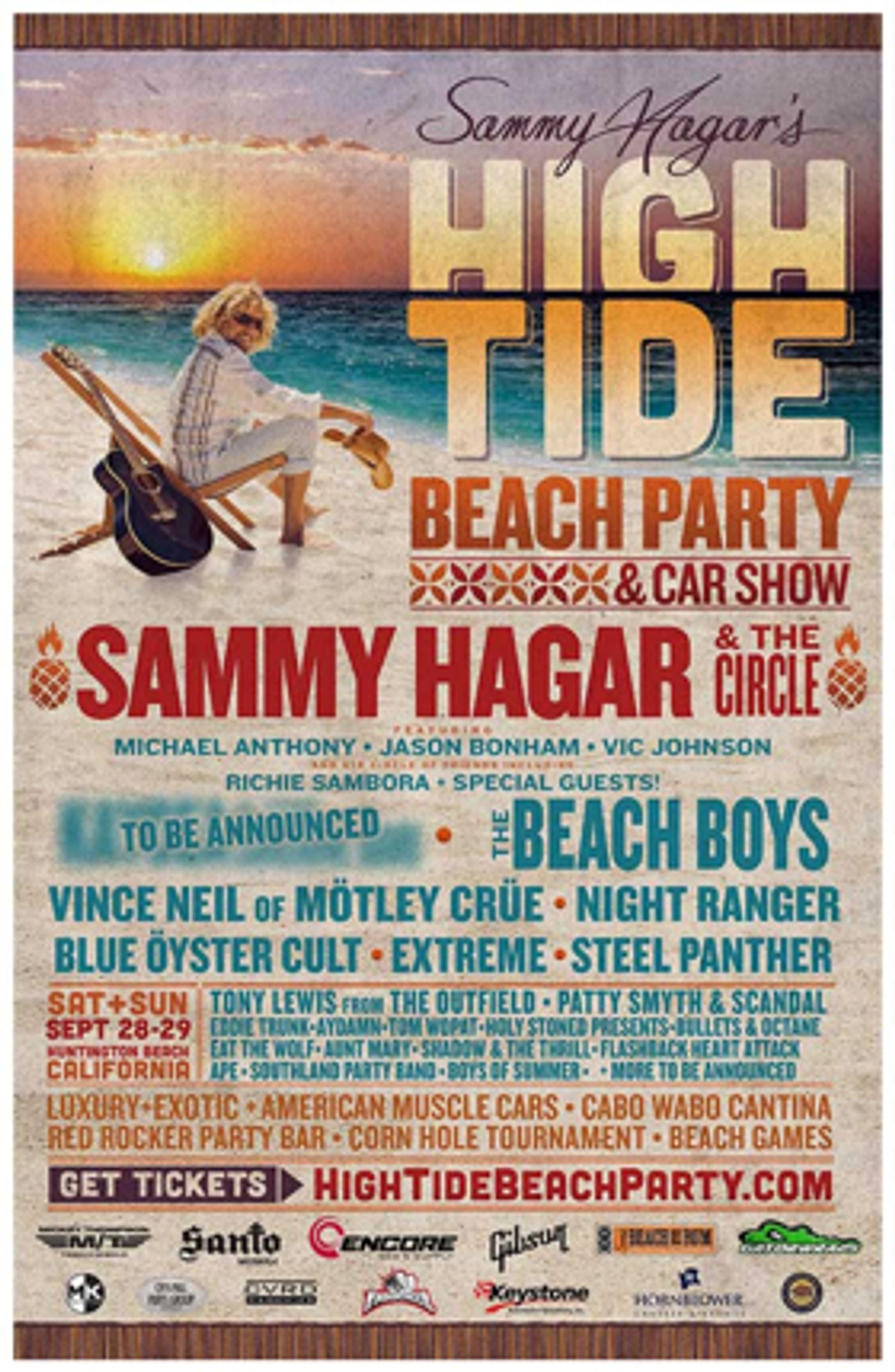 Sammy Hagar Announces Lineup For Second 'High Tide Beach Party & Car Show' In Huntington Beach, California Sammy Hagar Announces Lineup For Second 'High Tide Beach Party & Car Show' In Huntington Beach, California Image