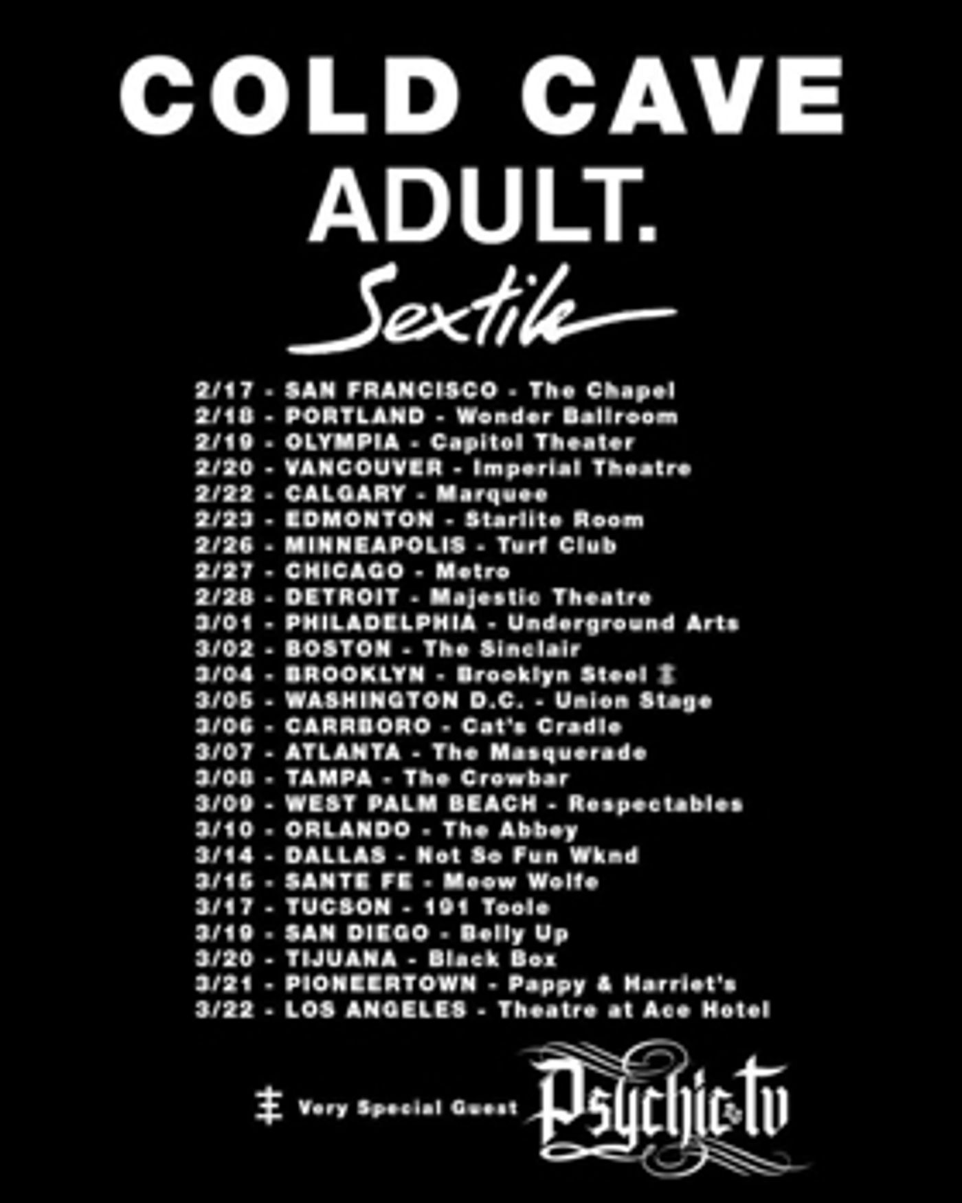 Sextile Announce North American Tour Dates with Cold Cave and Adult Sextile Announce North American Tour Dates with Cold Cave and Adult Image