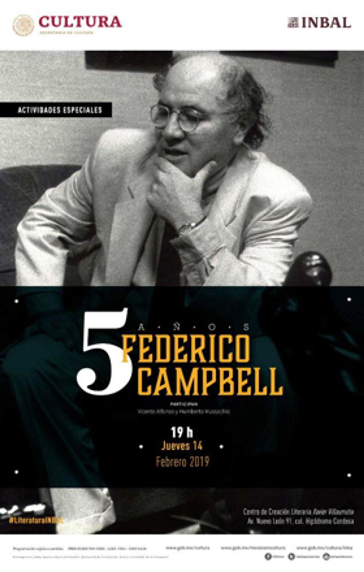 El escritor y periodista Federico Campbell será evocado a cinco años de su fallecimiento El escritor y periodista Federico Campbell será evocado a cinco años de su fallecimiento Image
