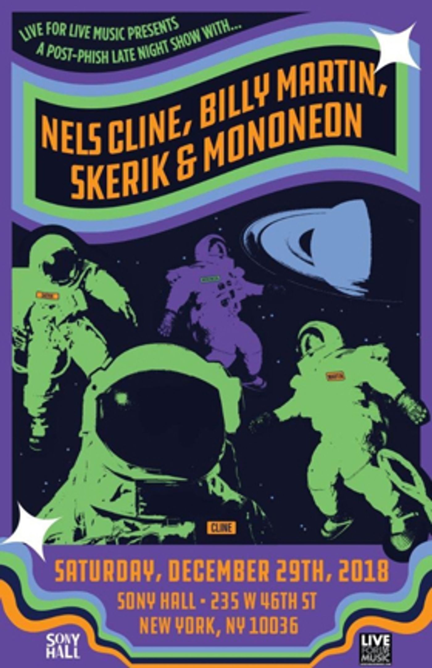 Sony Hall Announces Phish NYC Late Night with Nels Cline, Billy Martin, Skerik, MonoNeon Sony Hall Announces Phish NYC Late Night with Nels Cline, Billy Martin, Skerik, MonoNeon Image
