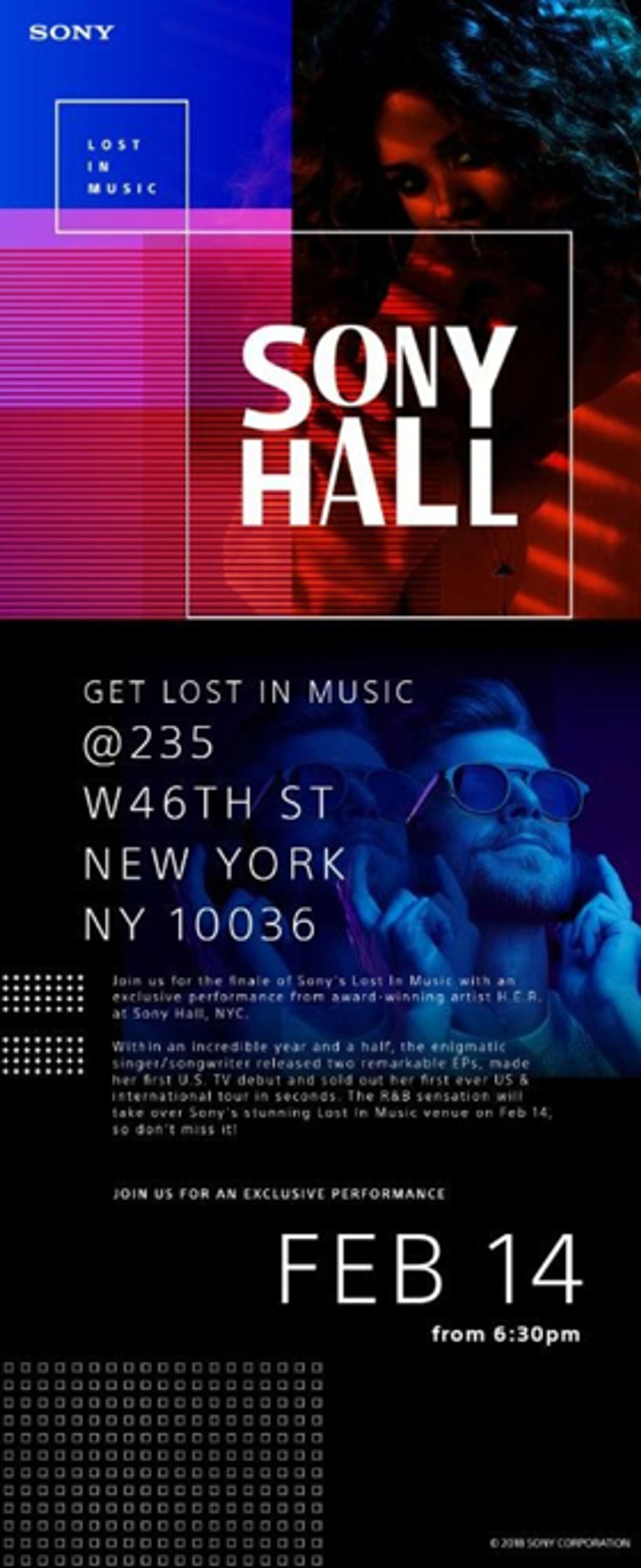 Becky G & H.E.R. To Perform At Sony Hall for Sony's LOST IN MUSIC Campaign Finale Becky G & H.E.R. To Perform At Sony Hall for Sony's LOST IN MUSIC Campaign Finale Image