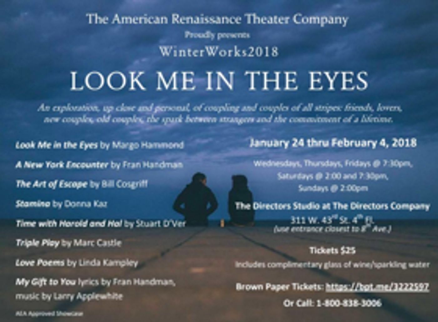 American Renaissance Theater Company Presents WinterWorks 2018: LOOK ME IN THE EYES American Renaissance Theater Company Presents WinterWorks 2018: LOOK ME IN THE EYES Image