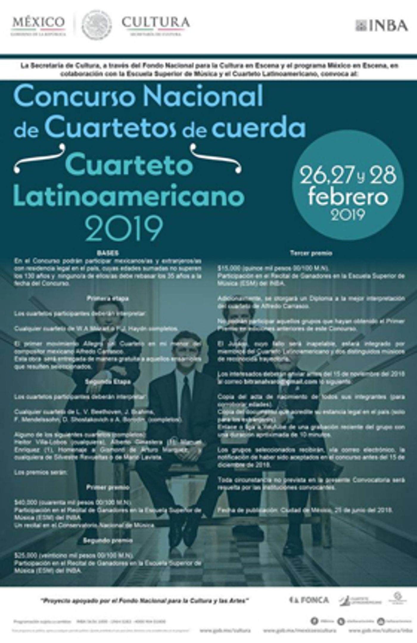 El Concurso Nacional de Cuartetos de Cuerda. Cuarteto Latinoamericano 2019 contará con catorce agrupaciones  Image