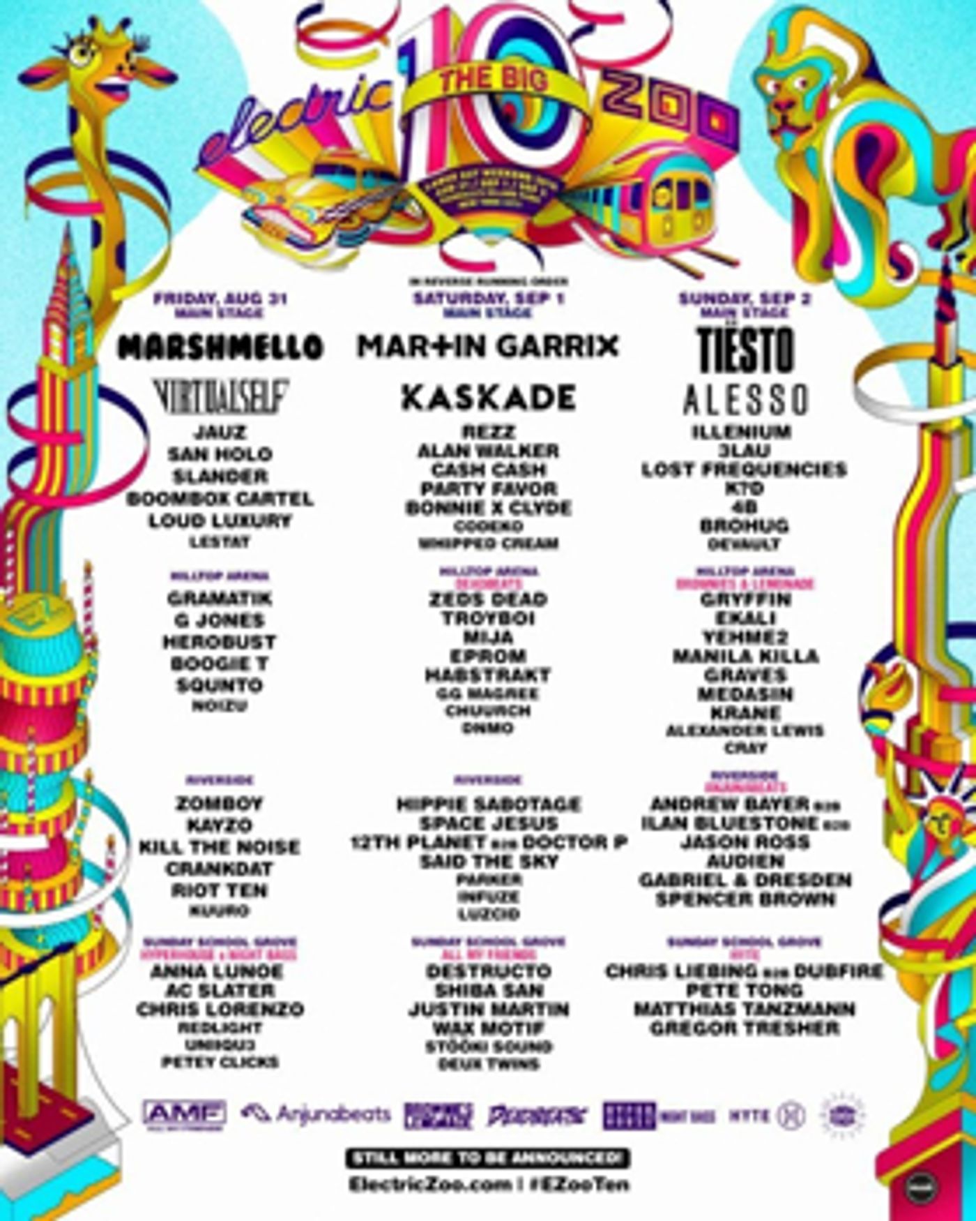ELECTRIC ZOO: THE BIG 10 Releases Day By Day Line-Up  Image