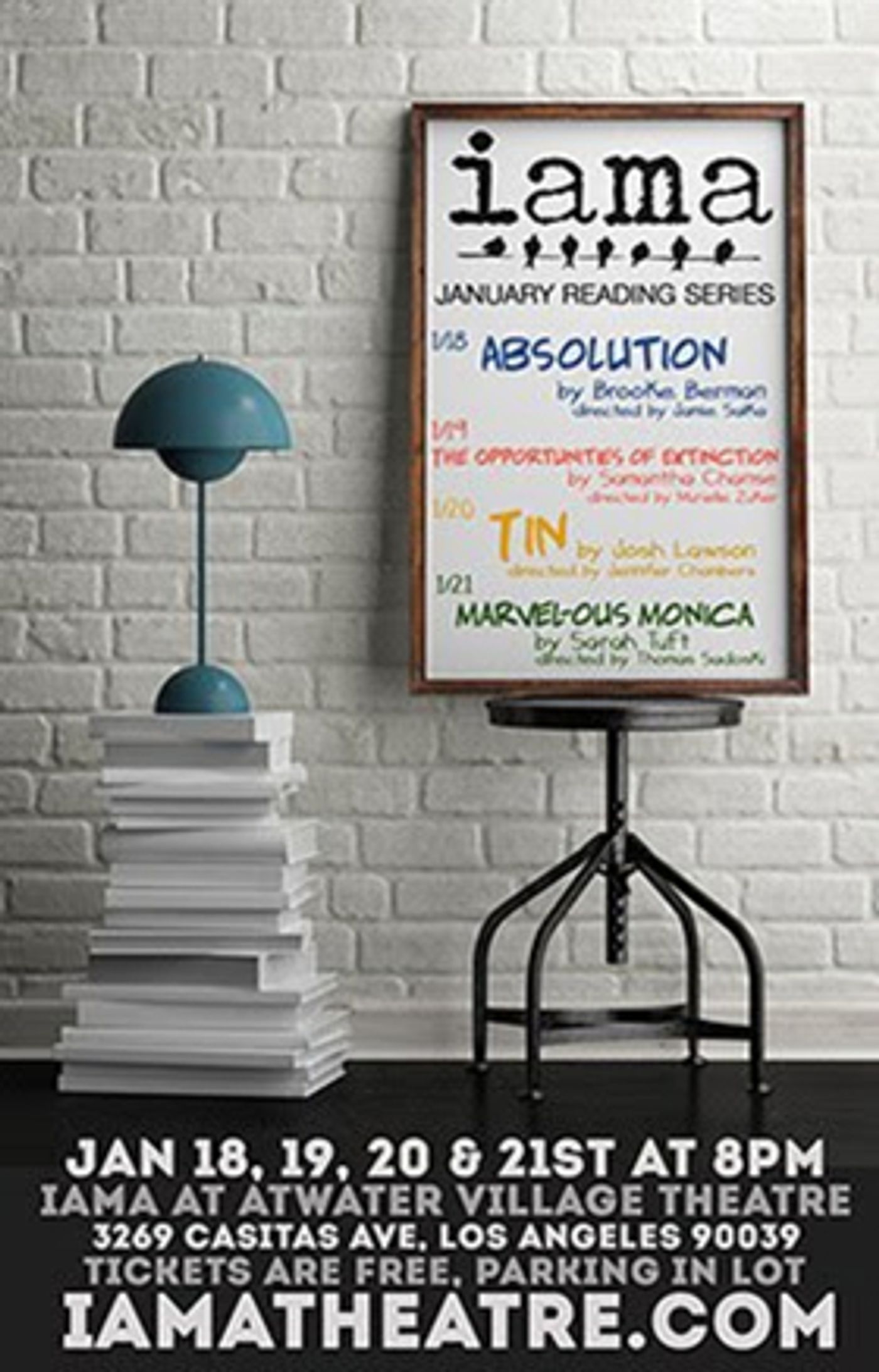 IAMA Theatre Company Offers Free Readings of Four New Plays in January IAMA Theatre Company Offers Free Readings of Four New Plays in January Image