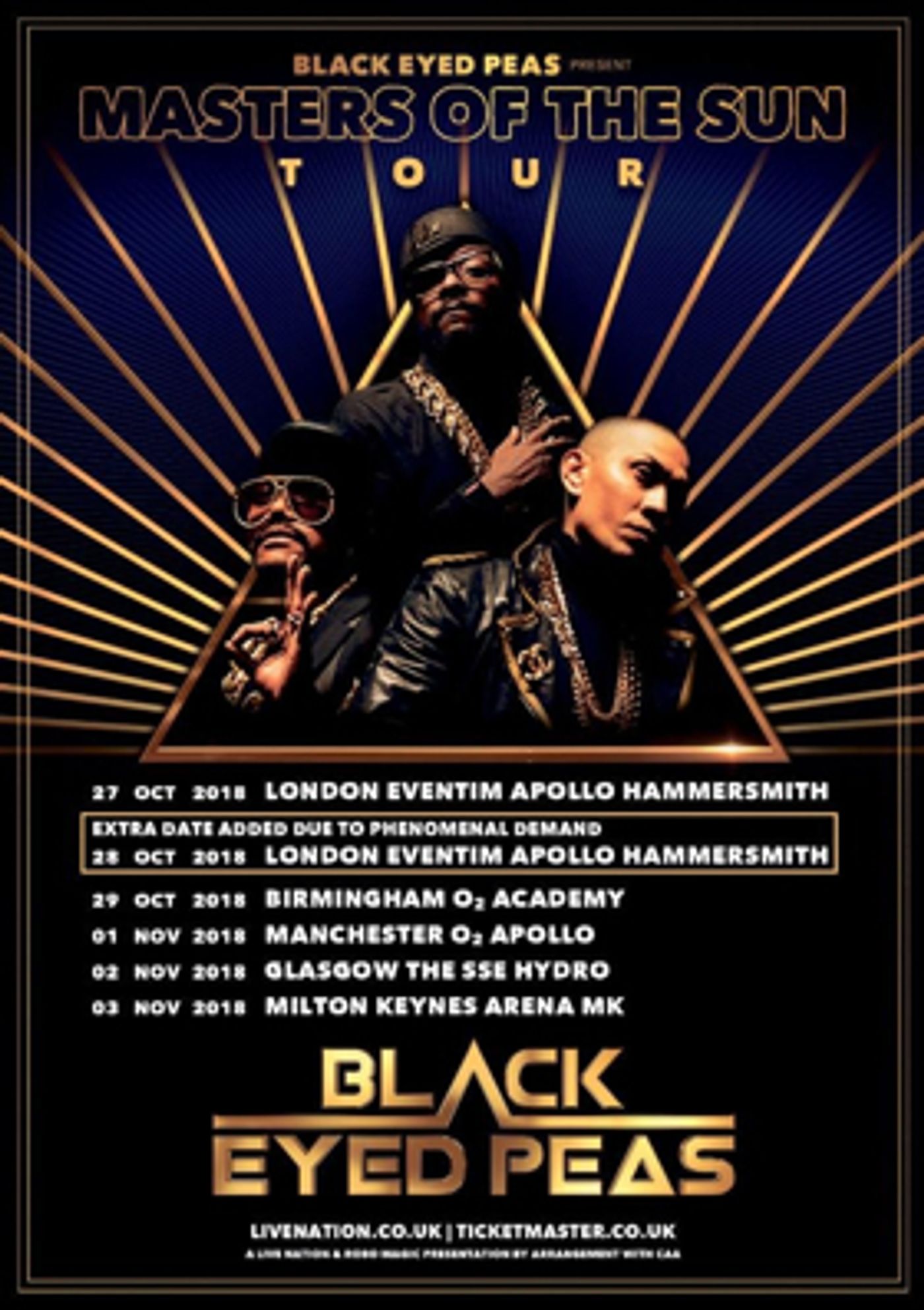 Second Date At London Eventim Apollo Added To The Black Eyed Peas Masters Of The Sun Tour  Image