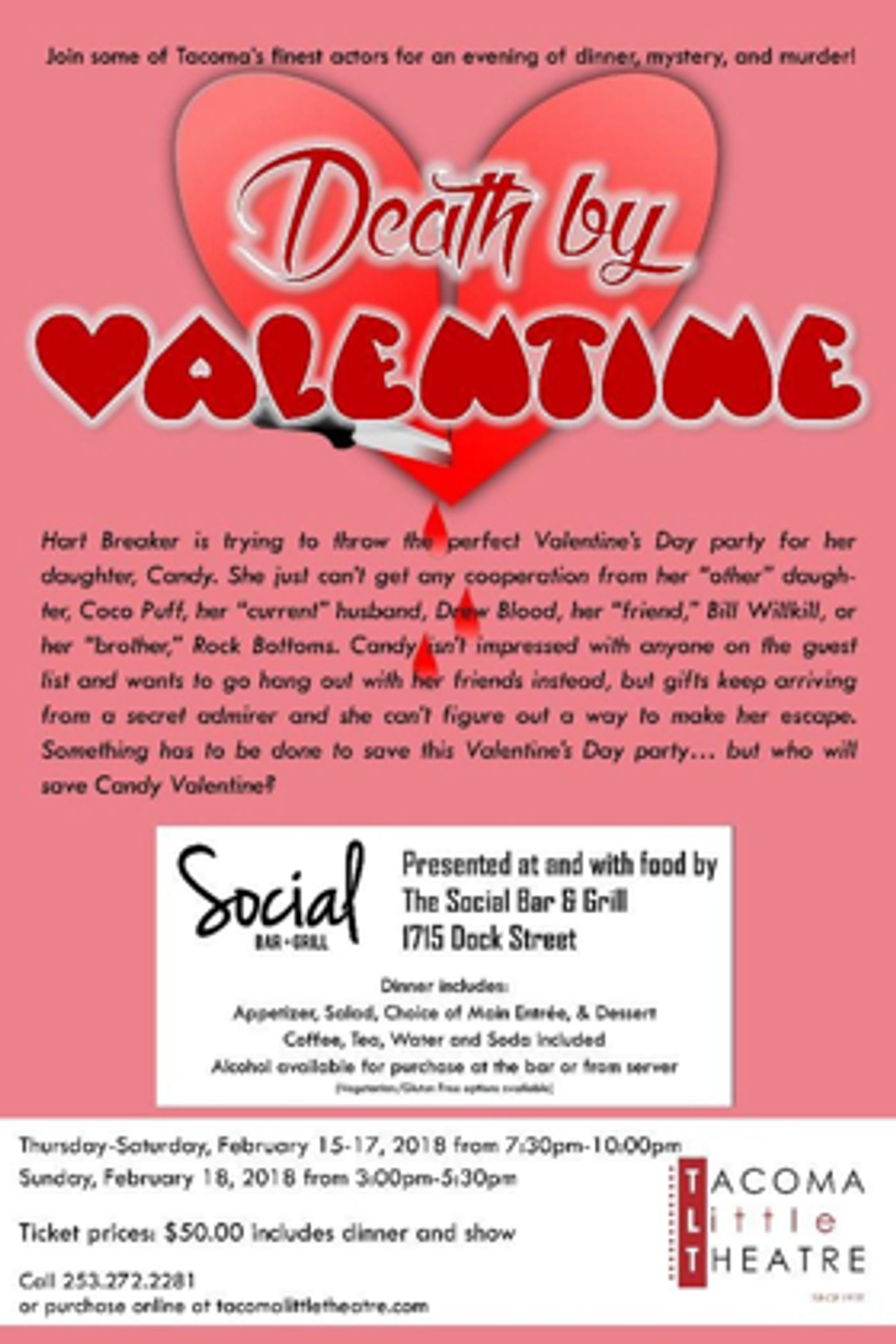 Tacoma Little Theatre Will Put on Dinner and a Show with Murder Mystery DEATH BY VALENTINE  Image