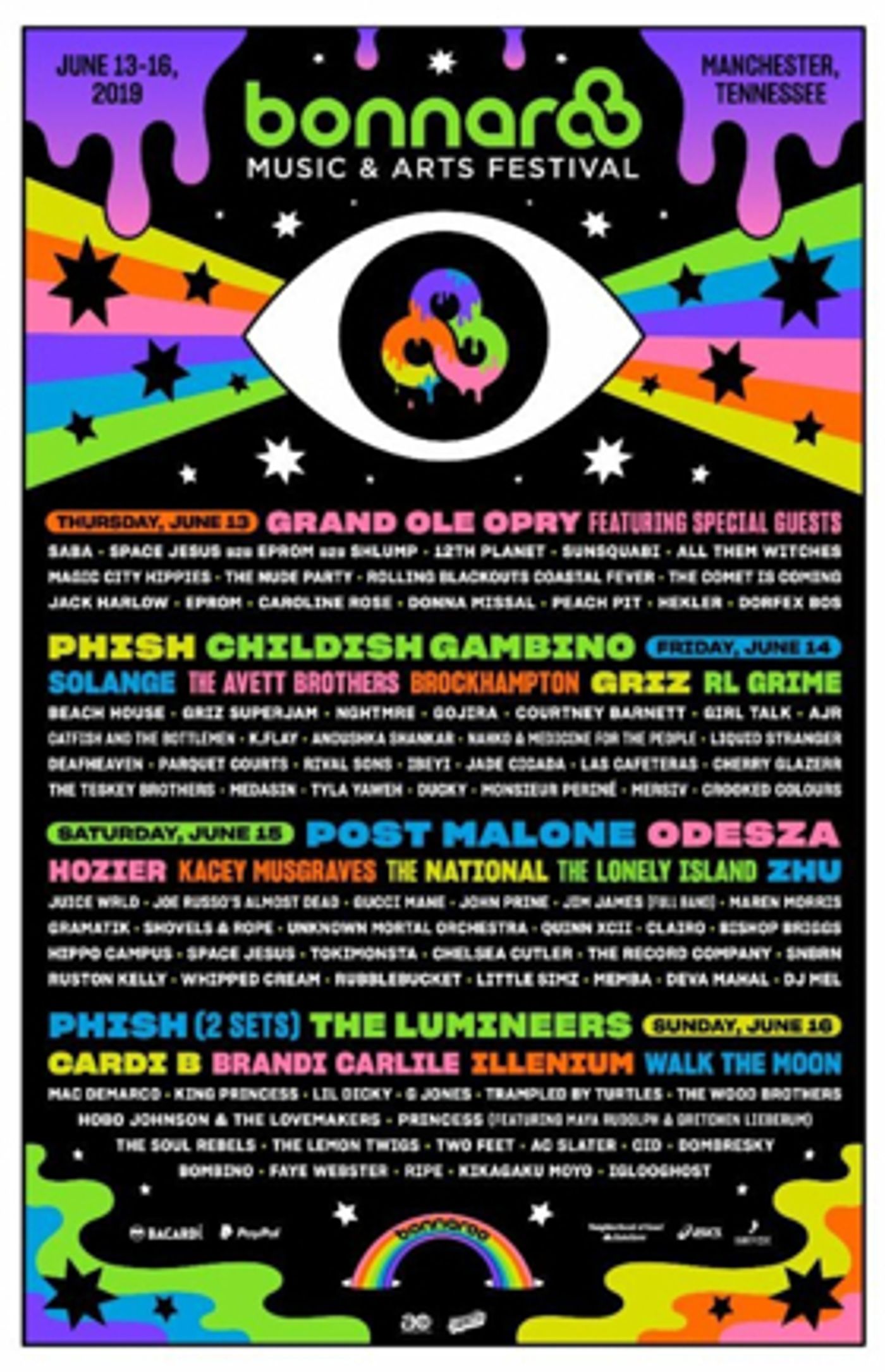 Phish, Childish Gambino, Post Malone to Headline BONNAROO  Image