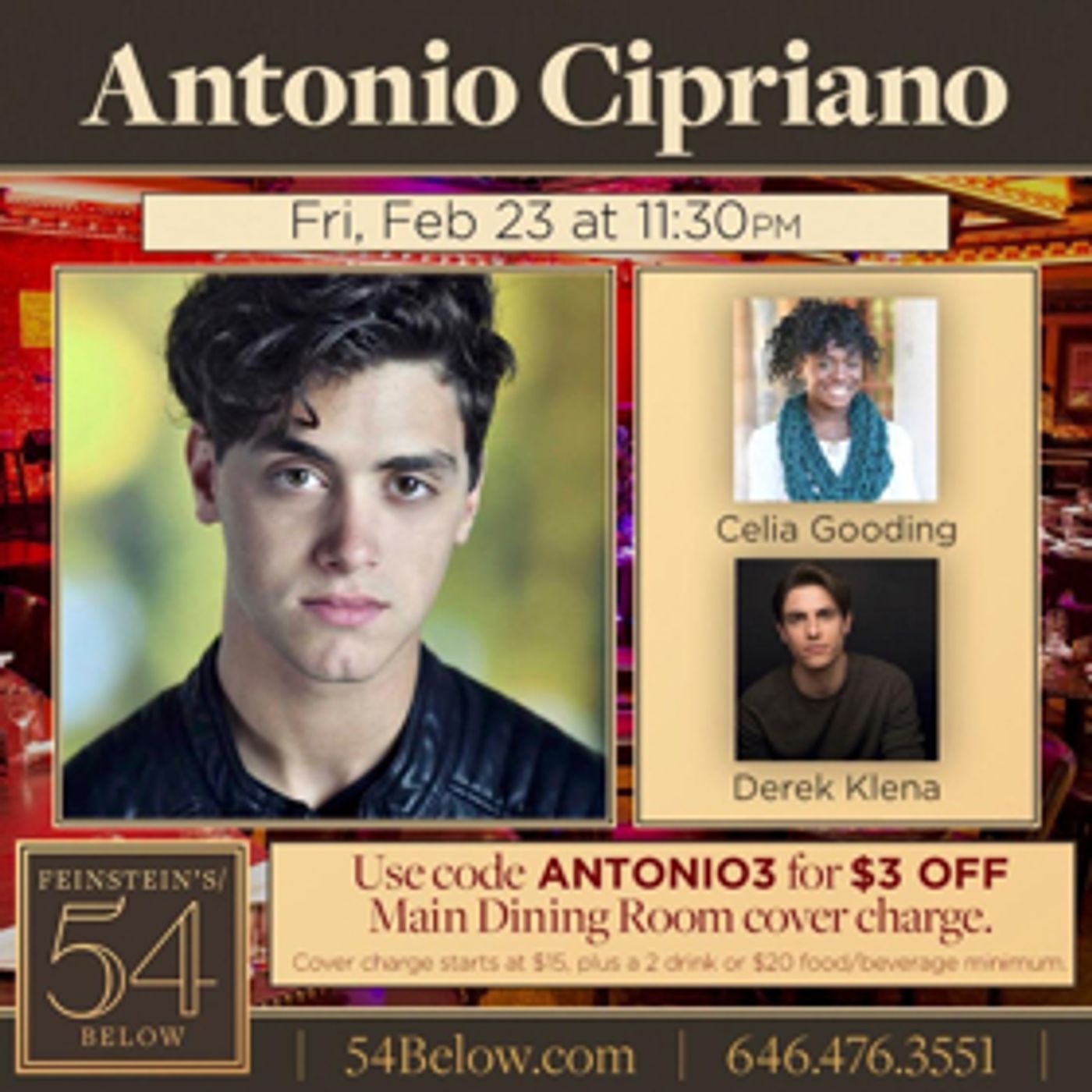 Antonio Cipriano Takes the Stage at 54 Below Featuring Celia Gooding and Derek Klena Antonio Cipriano Takes the Stage at 54 Below Featuring Celia Gooding and Derek Klena Image