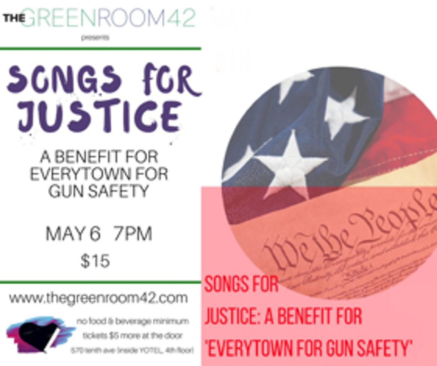 SONGS FOR JUSTICE: A Benefit For Everytown For Gun Safety Announced at The Green Room 42 SONGS FOR JUSTICE: A Benefit For Everytown For Gun Safety Announced at The Green Room 42 Image