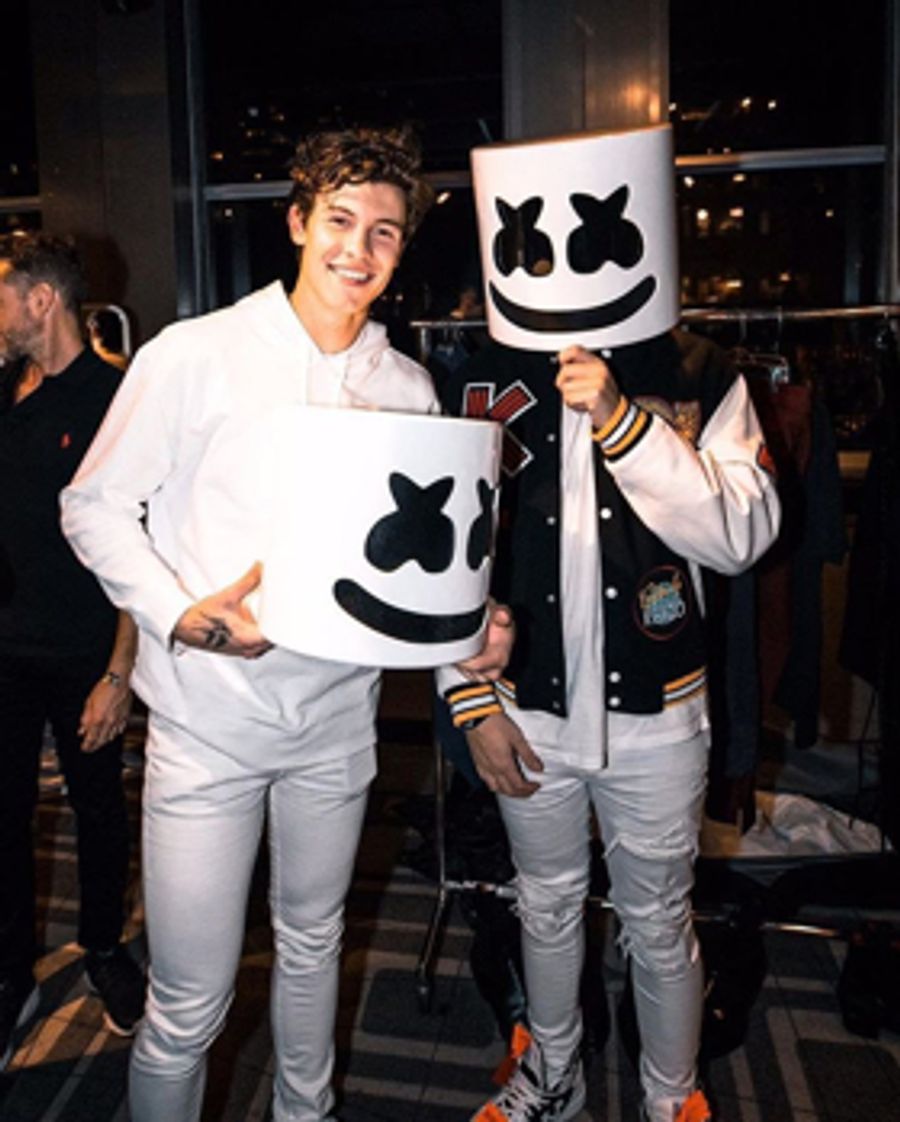 Marshmello Accepts Award for Best EDM/Dance Artist or Group at the 2018 iHeart Radio MMVAs with Help From Shawn Mendez Image