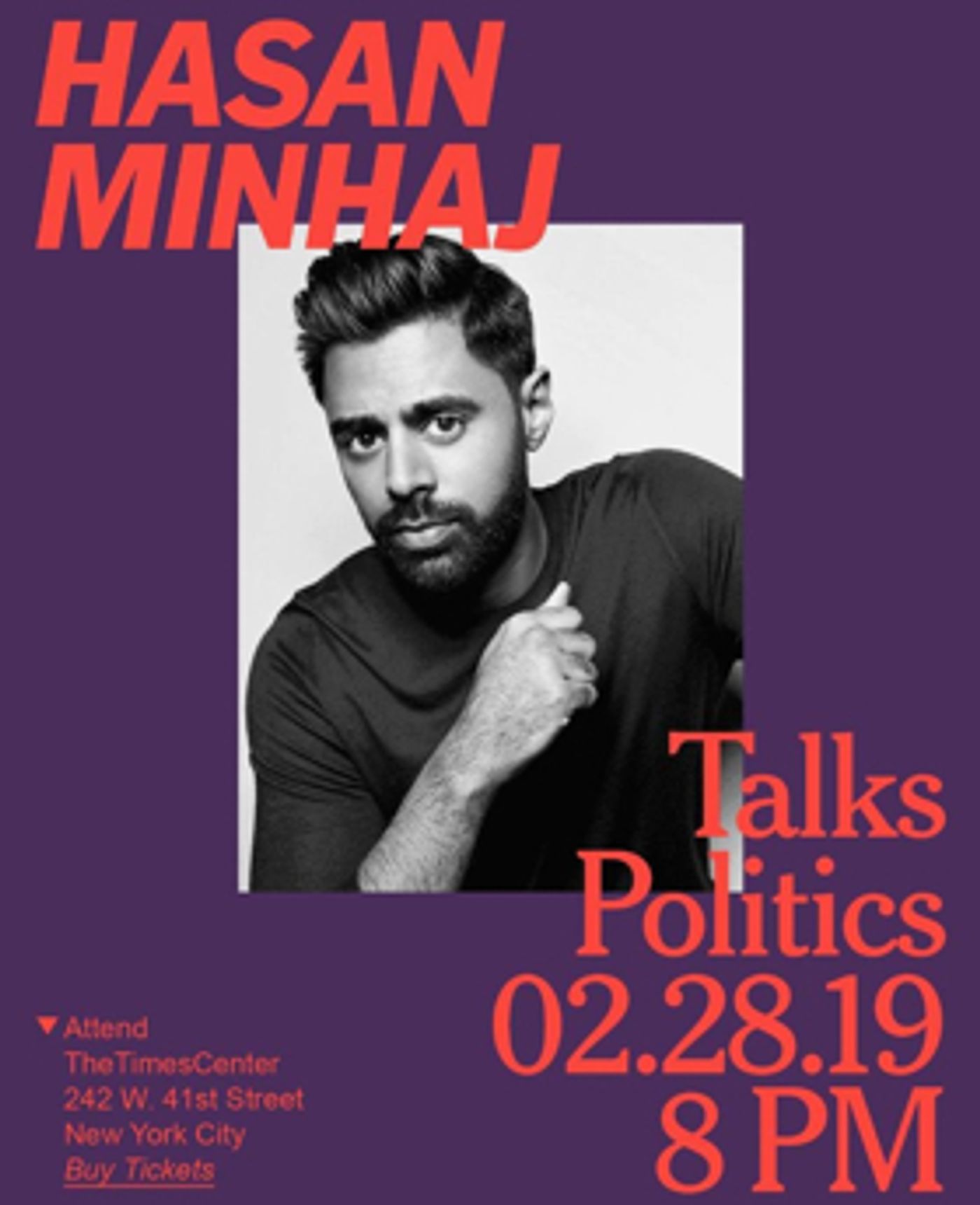 Hasan Minhaj Discusses PATRIOT ACT at February 28 TimesTalks  Image