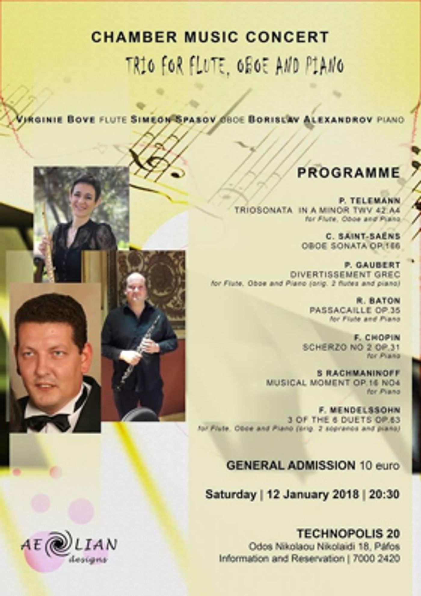 Chamber Music Concert Trio for Flute, Oboe and Piano Comes to Technopolis 20  Image