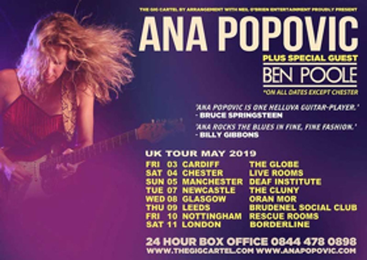 Ben Poole Announced as Special Guest on Ana Popvic's UK Tour Ben Poole Announced as Special Guest on Ana Popvic's UK Tour Image