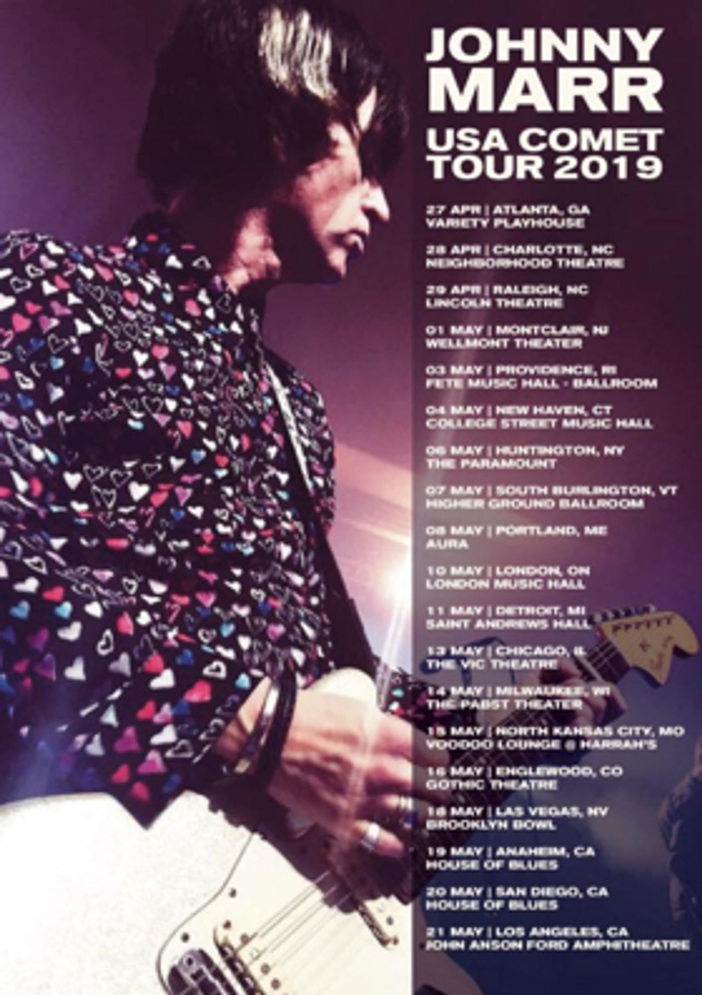 Johnny Marr Announces North American Spring Tour Johnny Marr Announces North American Spring Tour Image