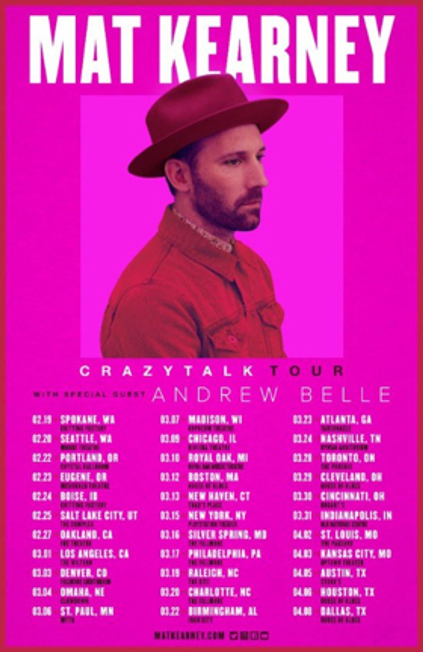 Mat Kearney Announces 2018 Album Title 'CrazyTalk'; Upcoming Tour  Image