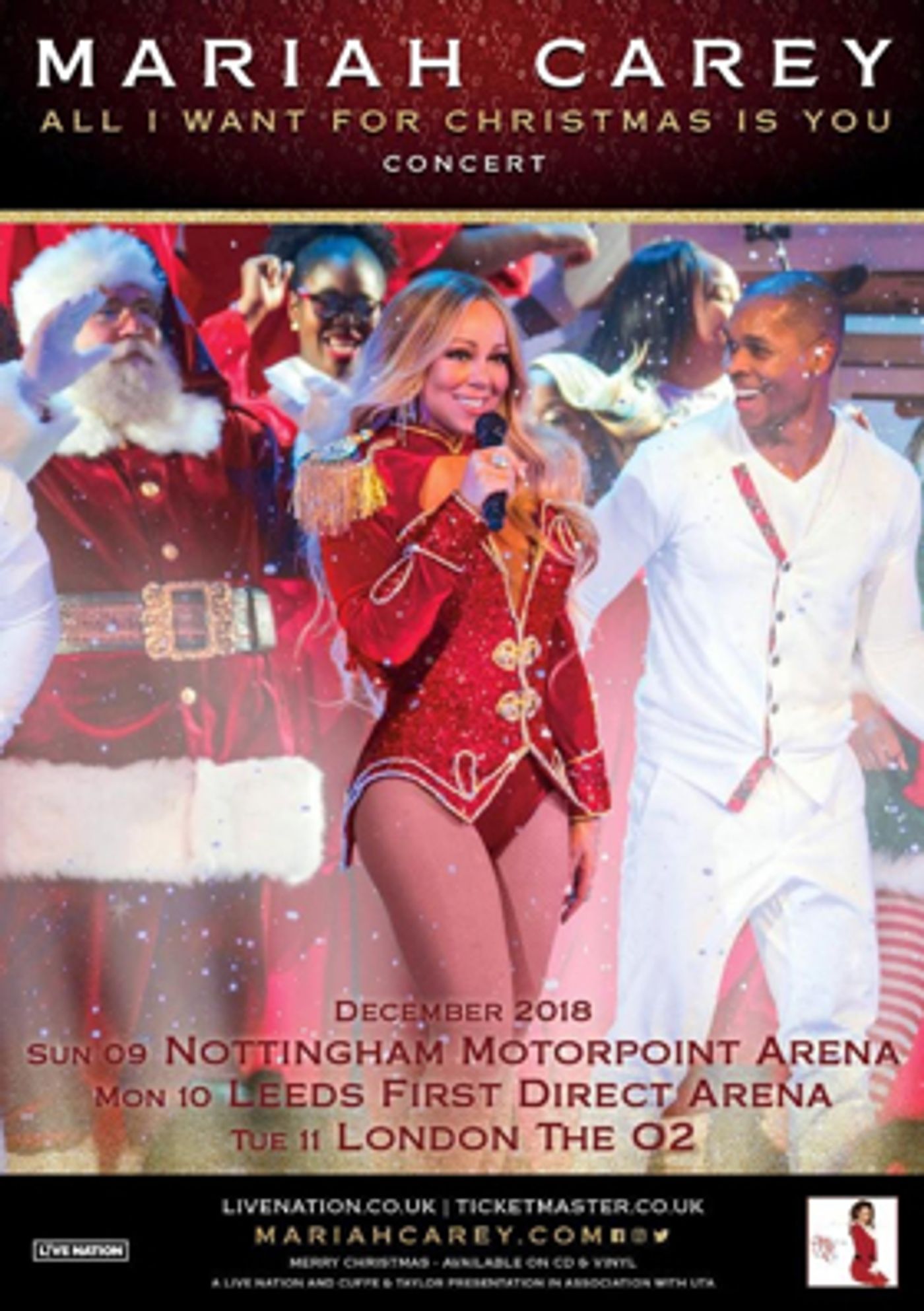 Global Superstar Mariah Carey Announces ALL I WANT FOR CHRISTMAS IS YOU European Tour  Image