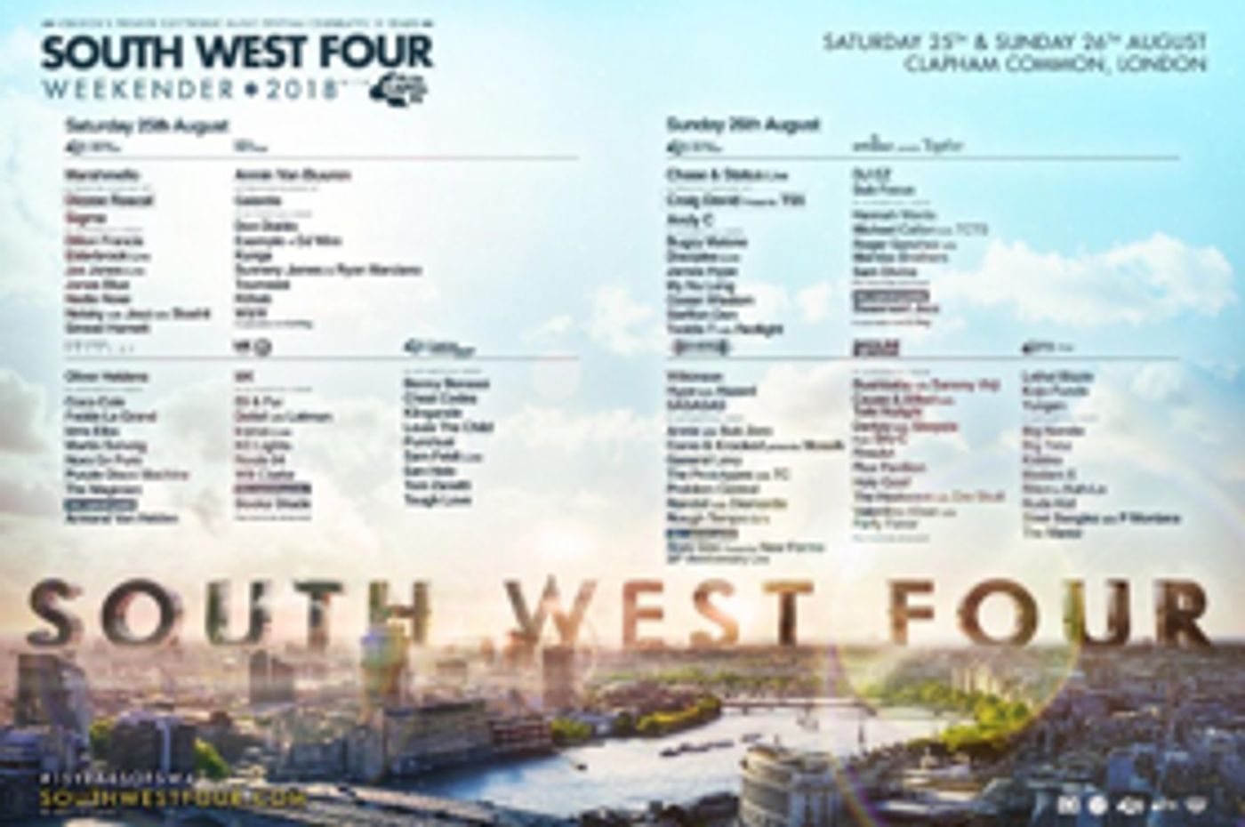 South West Four Festival Reveal Full Stage Splits for Huge 15th Anniversary South West Four Festival Reveal Full Stage Splits for Huge 15th Anniversary Image