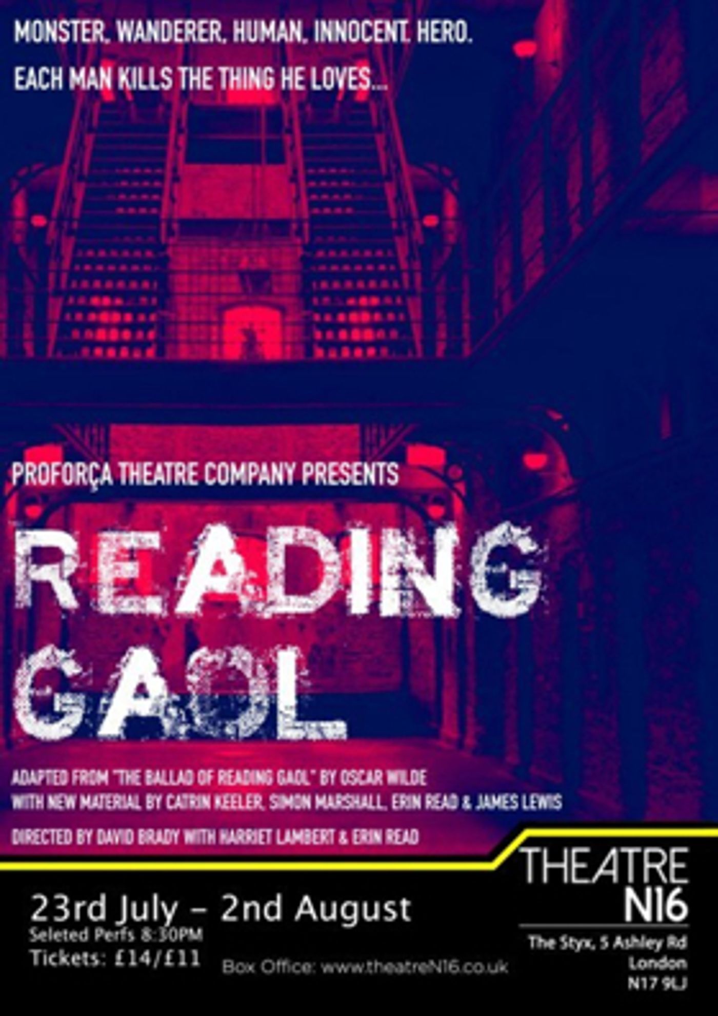 Proforca Theatre Company Presents READING GAOL at Theatre N16 Proforca Theatre Company Presents READING GAOL at Theatre N16 Image