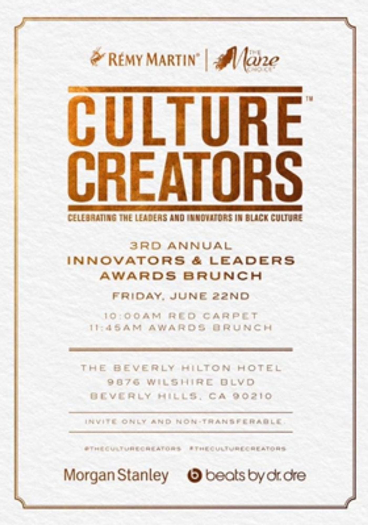 Culture Creators Reveals Honorees for 3rd Annual Innovators & Leaders Awards Brunch Friday June 22  Image