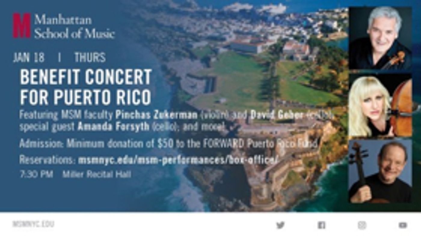 MSM Presents Benefit Concert For Puerto Rico Featuring Pinchas Zukerman  Image
