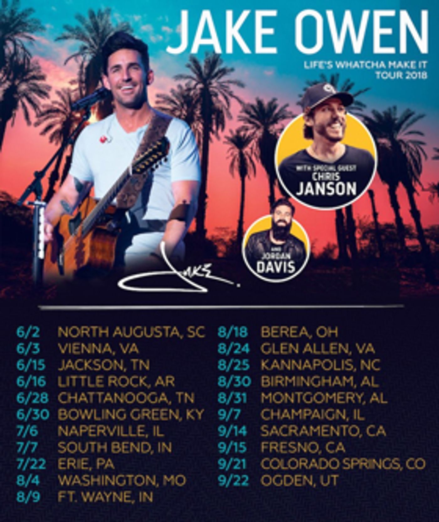 Jake Owen Kicks Off LIFE'S WHATCHA MAKE IT TOUR June 2 + I WAS JACK (YOU WERE DIANE) Hits the Top 10  Image
