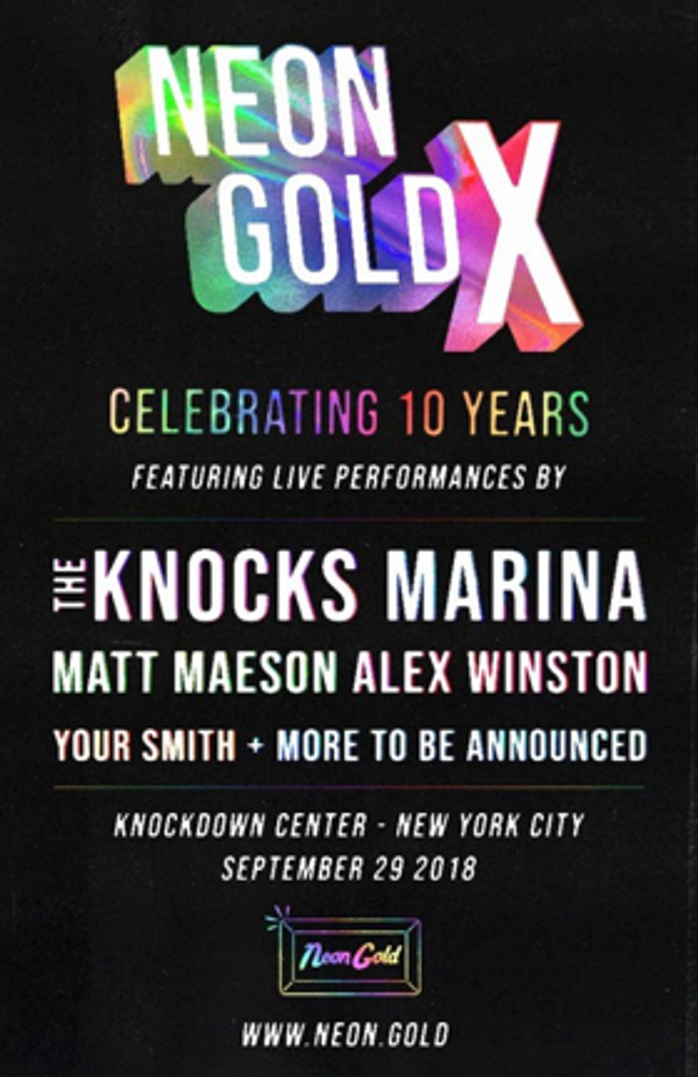 Neon Gold Records Celebrates 10 Year Anniversary Featuring Marina, The Knocks, Matt Maeson, Alex Winston, & More  Image