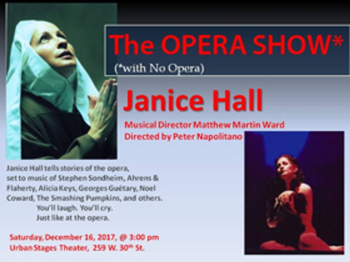 Cabaret Award-Winner Janice Hall to Launch New Show in Ninth Annual Urban Stages WINTER RHYTHMS Series  Image