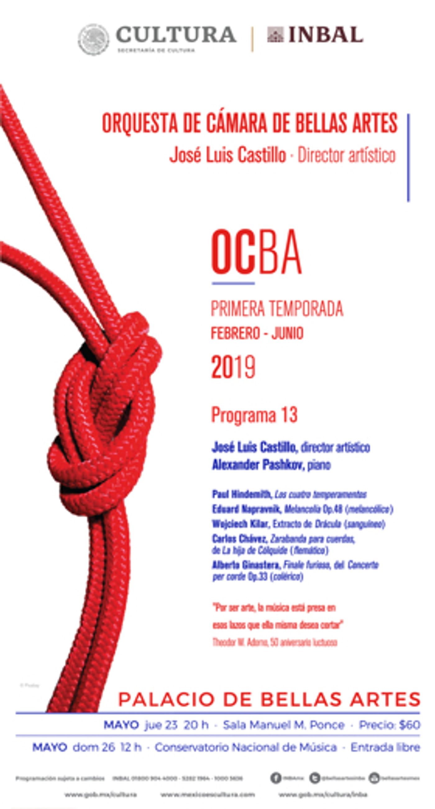 La Orquesta de Cámara de Bellas Artes ofrecerá concierto inspirada en la teoría de los temperamentos La Orquesta de Cámara de Bellas Artes ofrecerá concierto inspirada en la teoría de los temperamentos Image