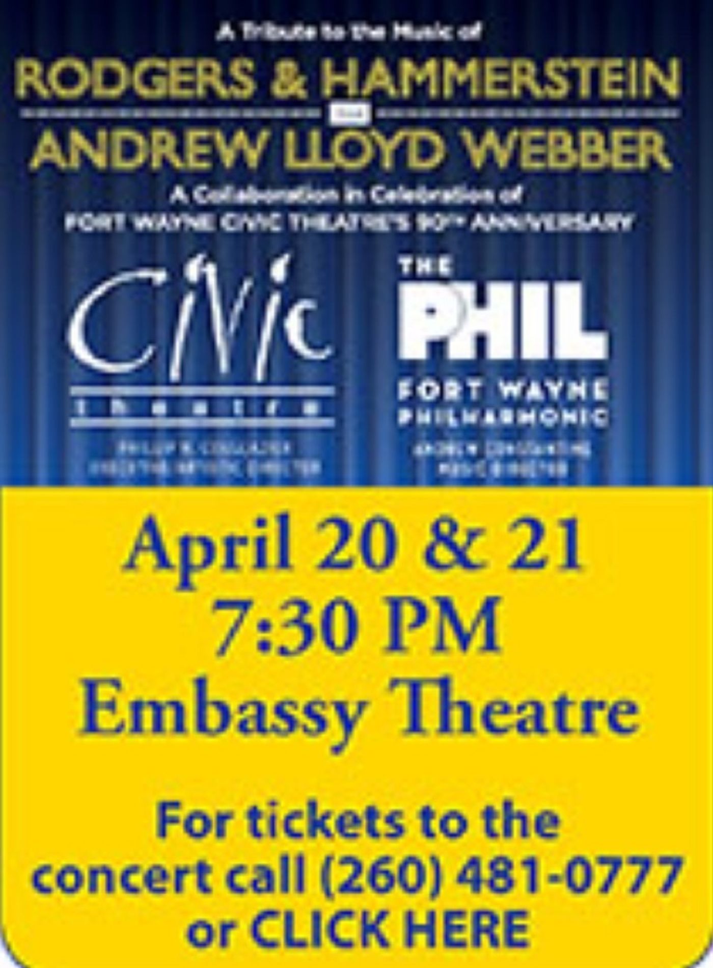 A TRIBUTE TO THE MUSIC OF RODGERS & HAMMERSTEIN AND ANDREW LLOYD WEBBER To Play The Fort Wayne Philharmonic  Image