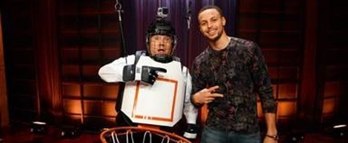 VIDEO: James Corden Plays Human Basketball with Stephen Curry Video