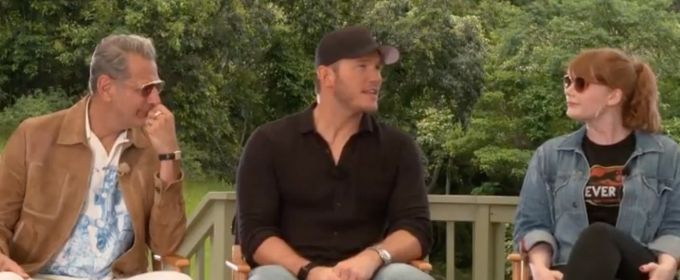 VIDEO: Chris Pratt, Bryce Dallas Howard, & Jeff Goldblum Talk JURASSIC WORLD: FALLEN… Video