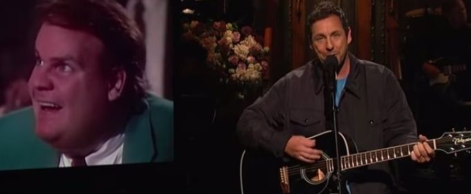 VIDEO: Adam Sandler Sings Tribute to Chris Farley on SNL Video