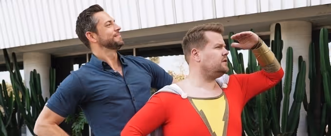 VIDEO: Zachary Levi Helps Bring Out James Corden's Inner-SHAZAM Video