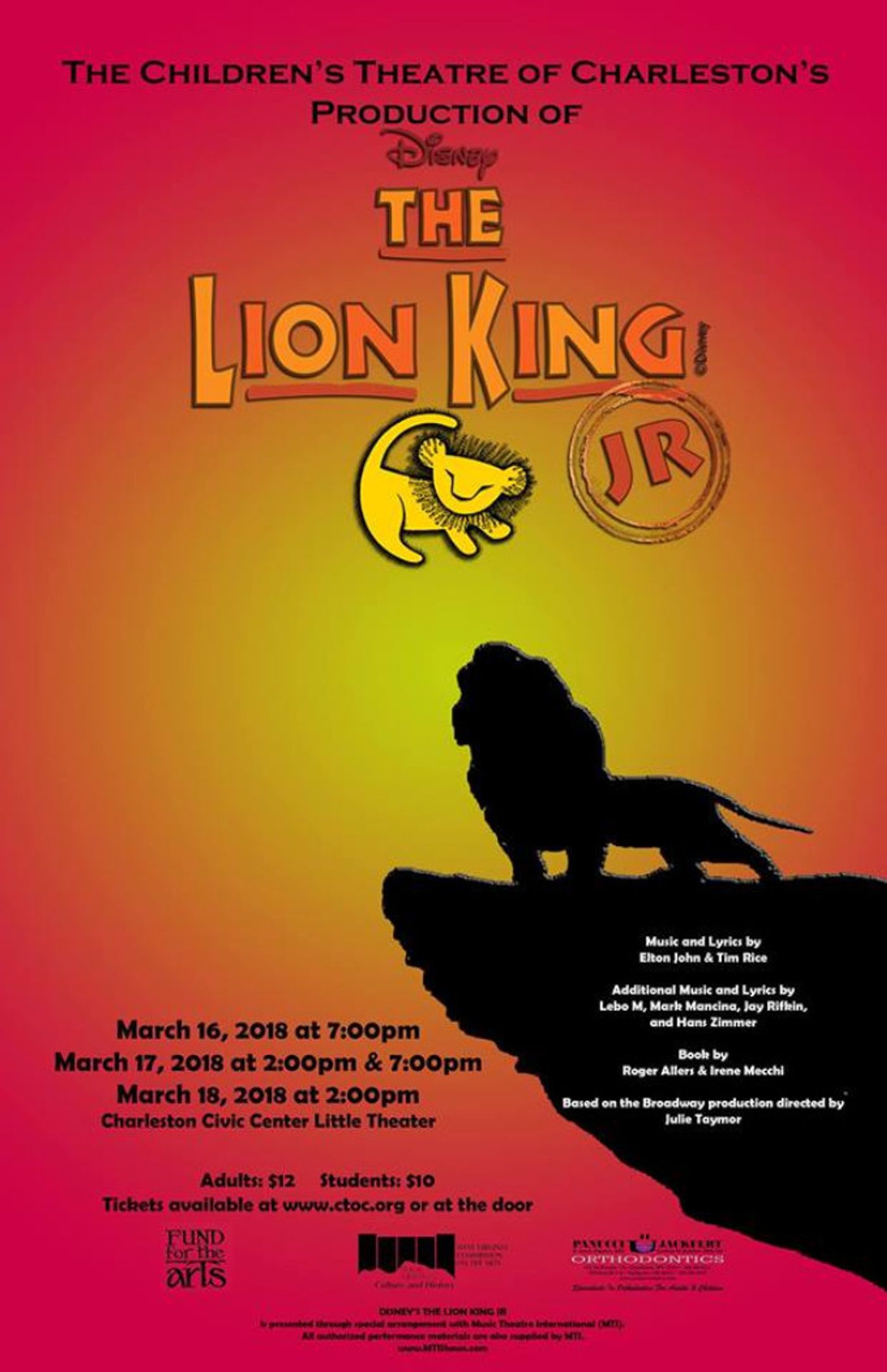 Feature: THE LION KING JR Performed by the CHILDREN'S THEATRE OF CHARLESTON at the CHARLESTON CIVIC CENTER LITTLE THEATRE Feature: THE LION KING JR Performed by the CHILDREN'S THEATRE OF CHARLESTON at the CHARLESTON CIVIC CENTER LITTLE THEATRE Image