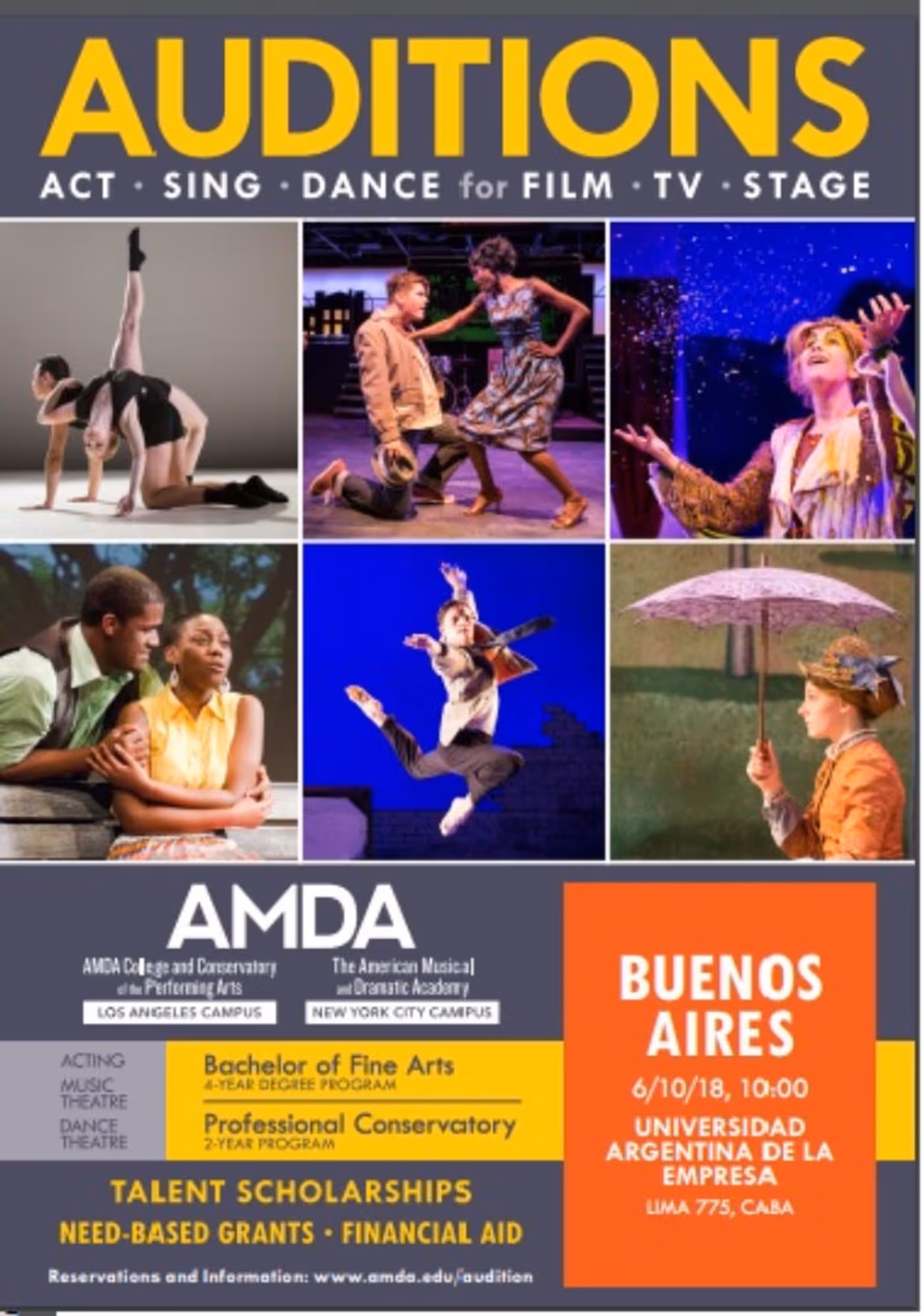 AMDA SCHOLARSHIP AUDITIONS In Buenos Aires, October 6th  Image