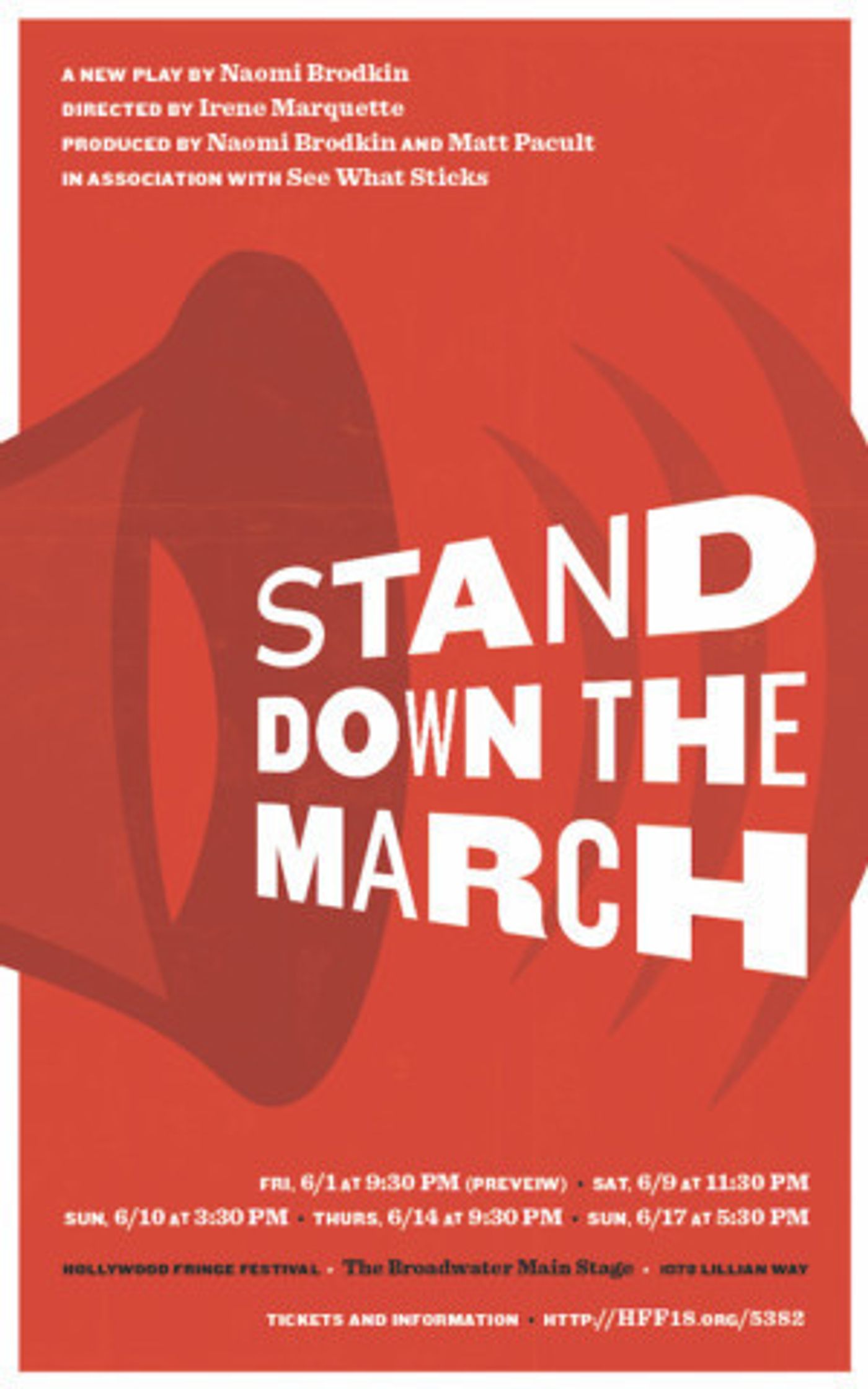 STAND DOWN THE MARCH Comes to Hollywood Fringe Festival  Image