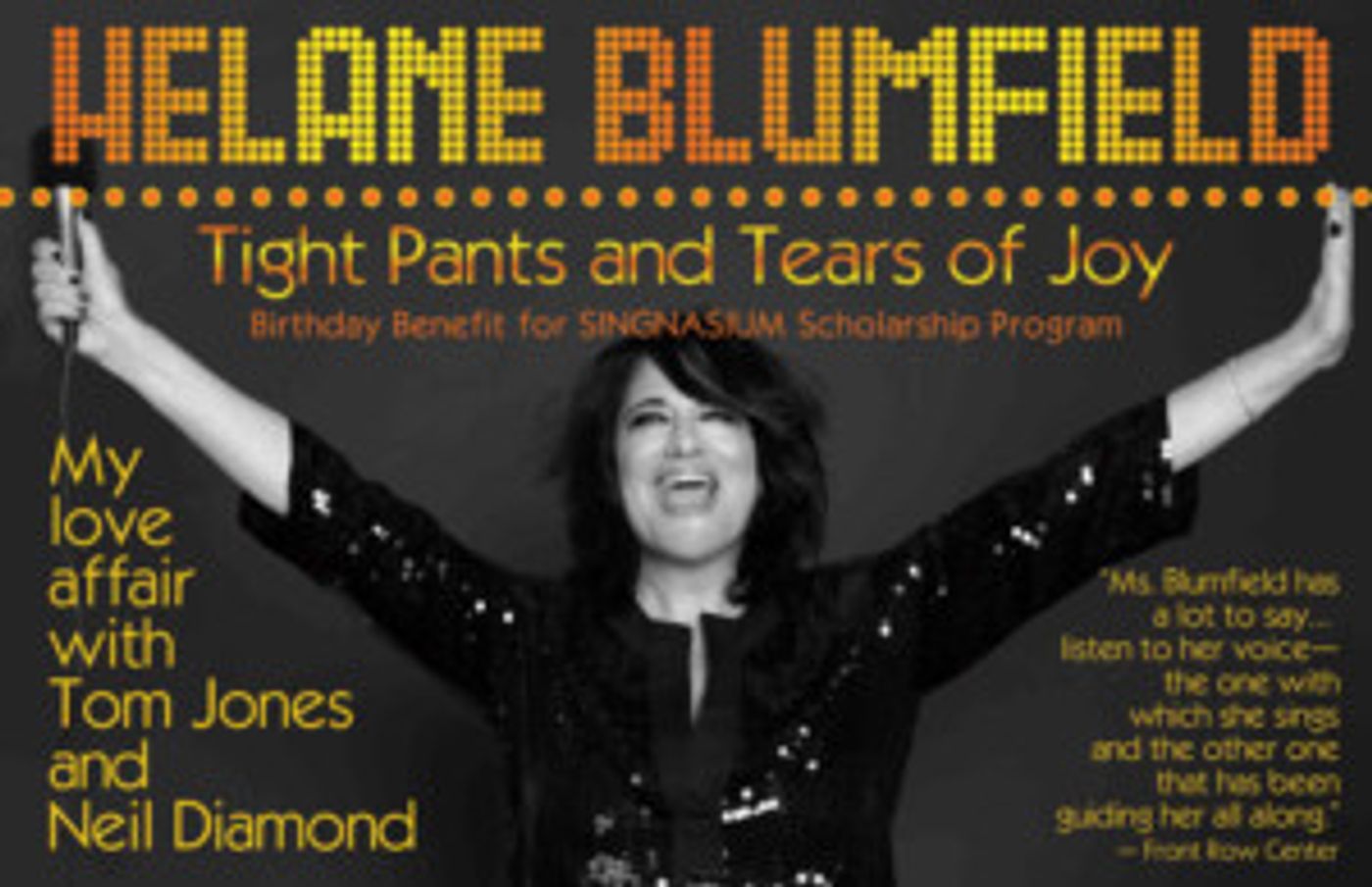 TIGHT PANTS AND TEARS OF JOY: MY LOVE AFFAIR WITH TOM JONES AND NEIL DIAMOND Returns to the Laurie Beechman  Image