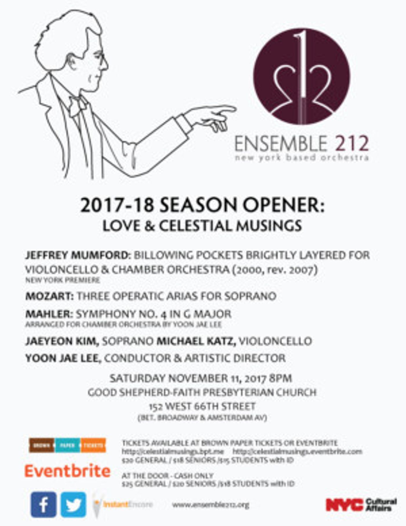 Ensemble 212 Announces 2017-18 Season Opener LOVE AND CELESTIAL MUSINGS  Image